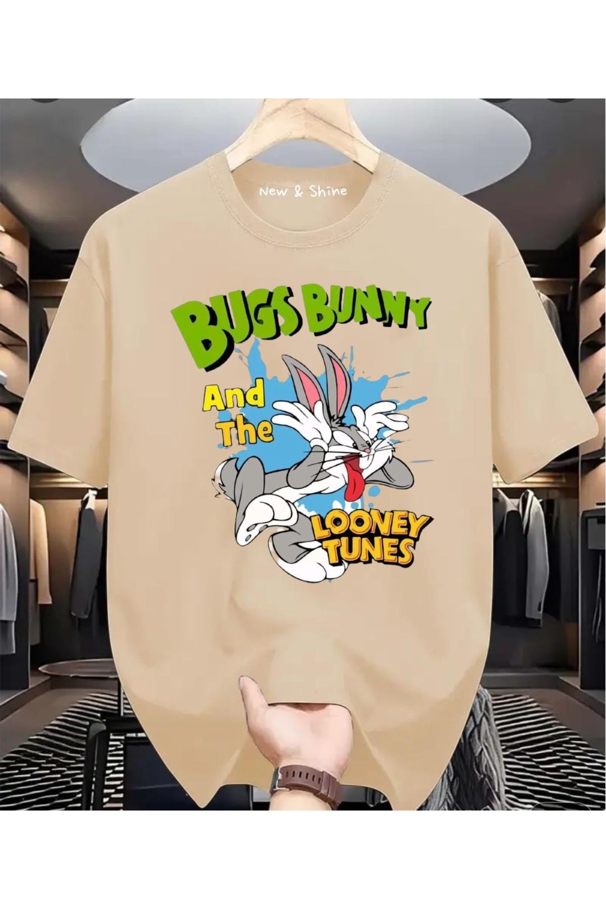 New Shine Bugs Bunny Baskılı Oversize T-Shirt