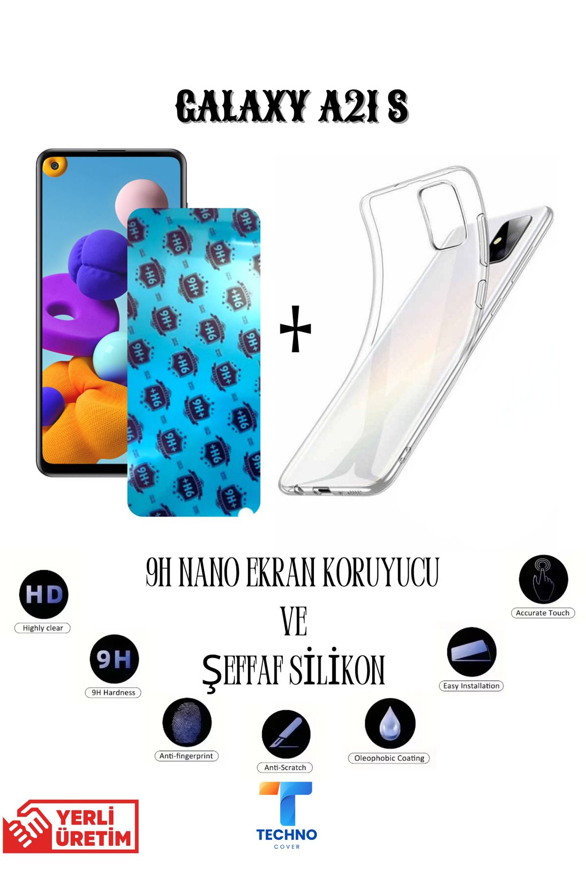 foxpower Samsung A21s Nano Ekran Koruyucu ve Şeffaf Kılıf 2li Avantajlı Paket