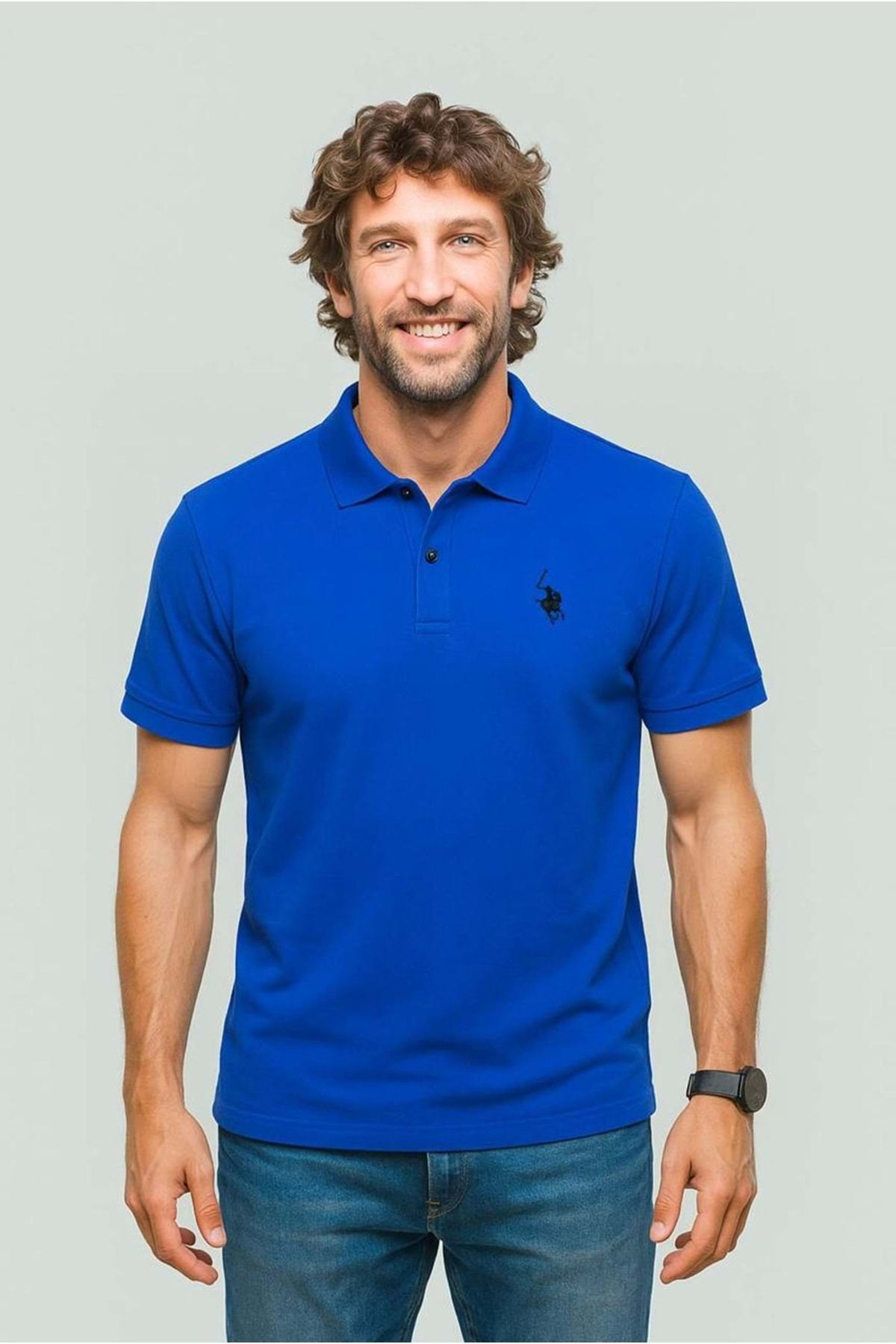 Polo Republica & CO . PİKE KUMAŞ POLO YAKA T-SHİRT SAKS MAVİ