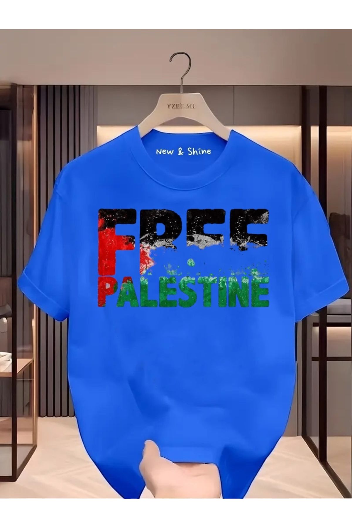 New Shine Free Filistin Baskılı Oversize T-Shirt