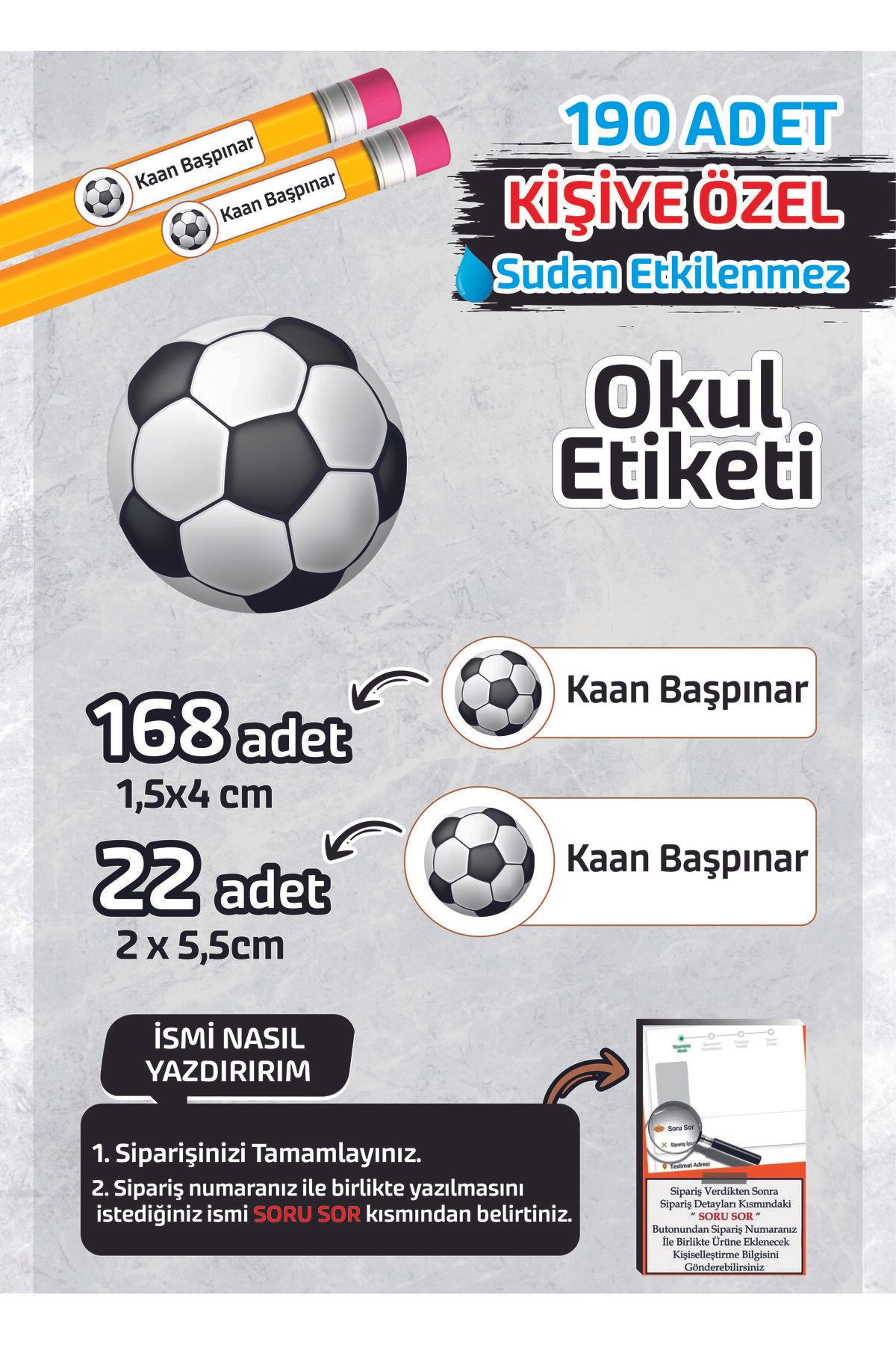 Kapbirhediye Okul Etiketi Kişiye Özel Kalem Defter Etiketi TOP MODEL -190 Adet