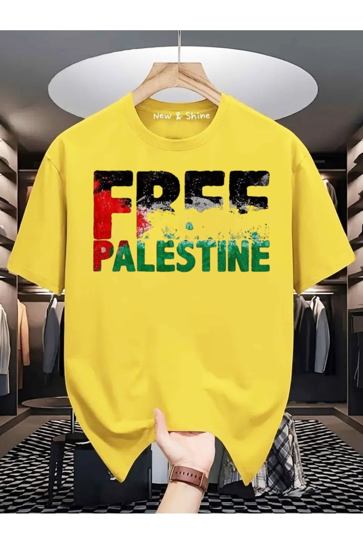 New Shine Free Filistin Baskılı Oversize T-Shirt