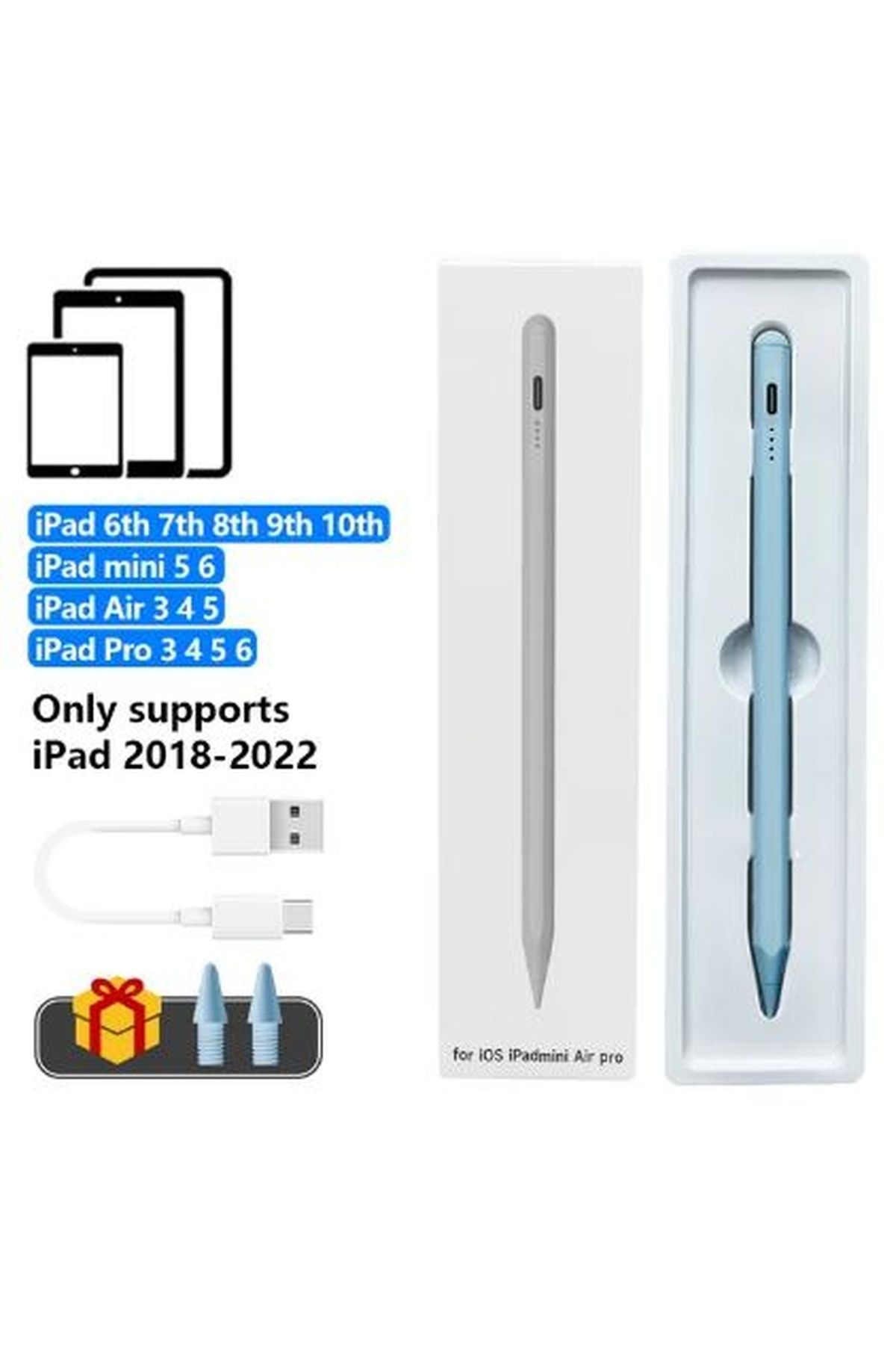 gökmer iPad A16 Cip 11. Nesil 2025 Uyumlu Avuç İçi Algılamayan Eğimle Çizim Kalınlığı Değişen İPAD KALEMİ