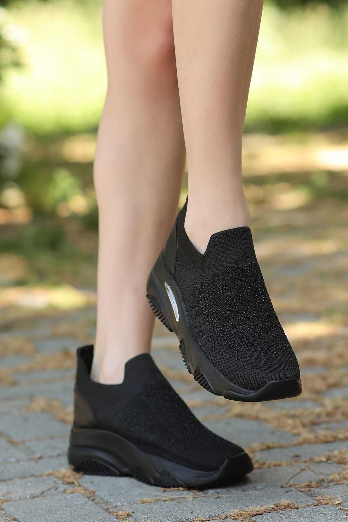 LEYDİ SHOES DİNAR TRİKO SİYAH SPOR