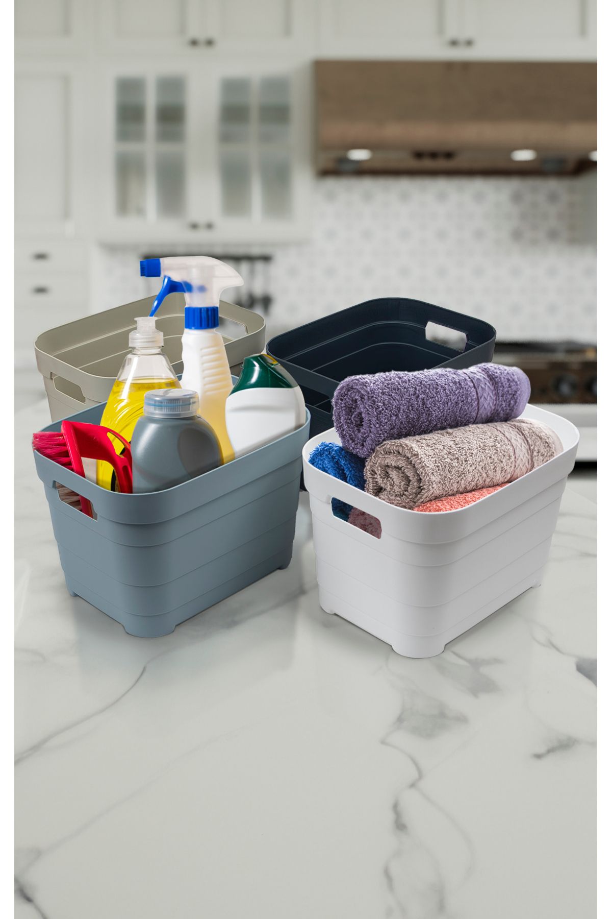 Nesto Home 4'lü Set Çok Amaçlı Sepet Kapaksız 4x5 litre