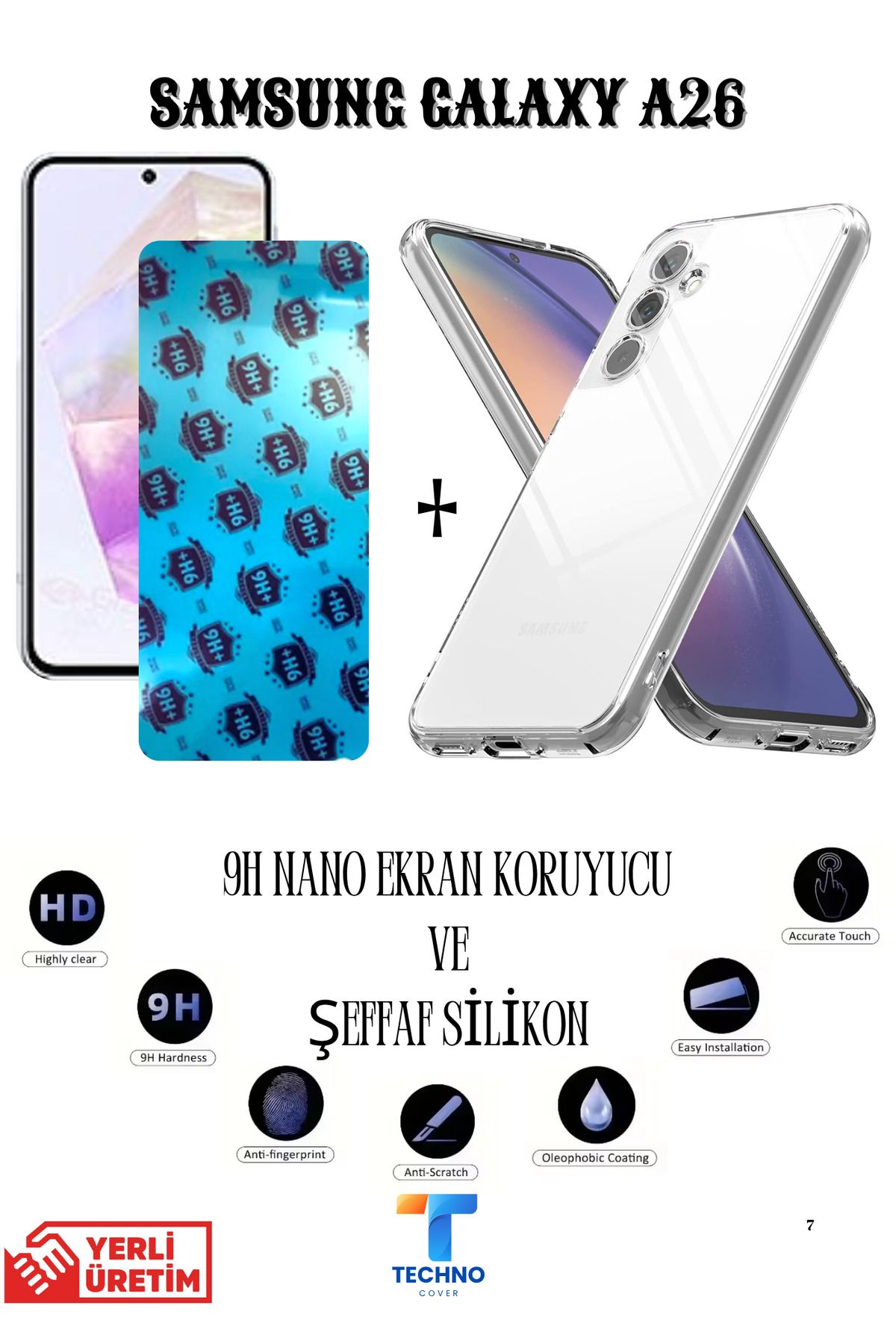 foxpower Samsung A26 Nano Ekran Koruyucu ve Şeffaf Kılıf 2li Avantajlı Paket