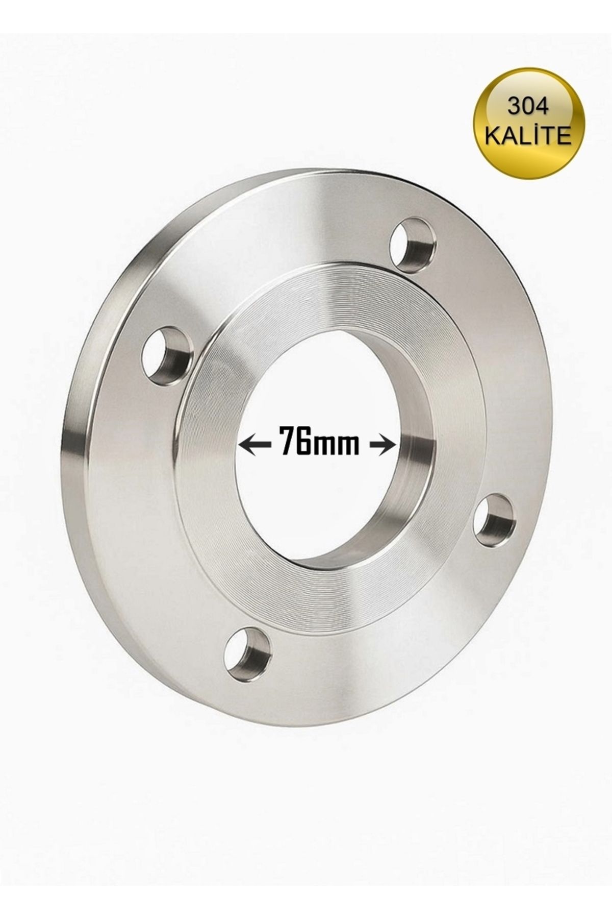 abcpaslanmaz Yuvarlak Flanş - Paslanmaz Flanş İç Çap: 76mm DN65 - 304 Kalite Krom Çelik Düz Flanş