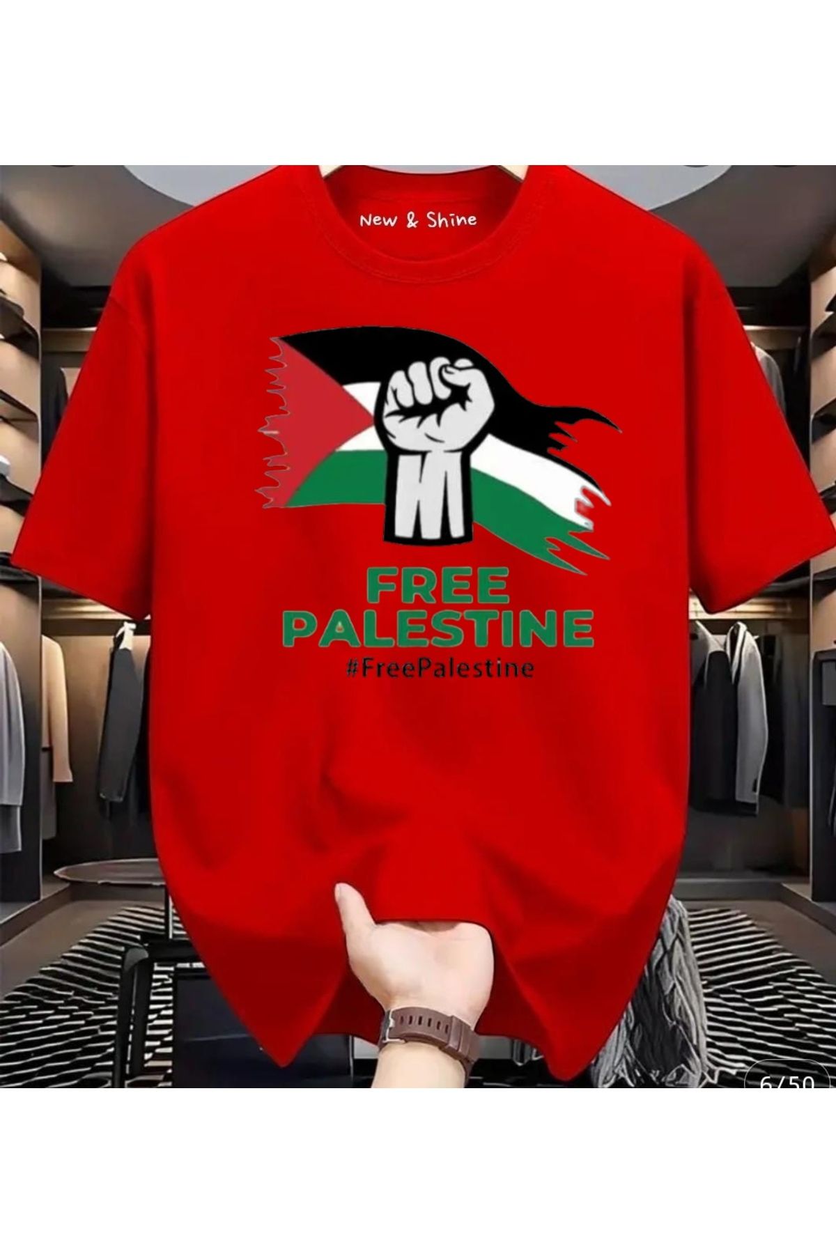 New Shine Free Filistin Baskılı Oversize T-Shirt