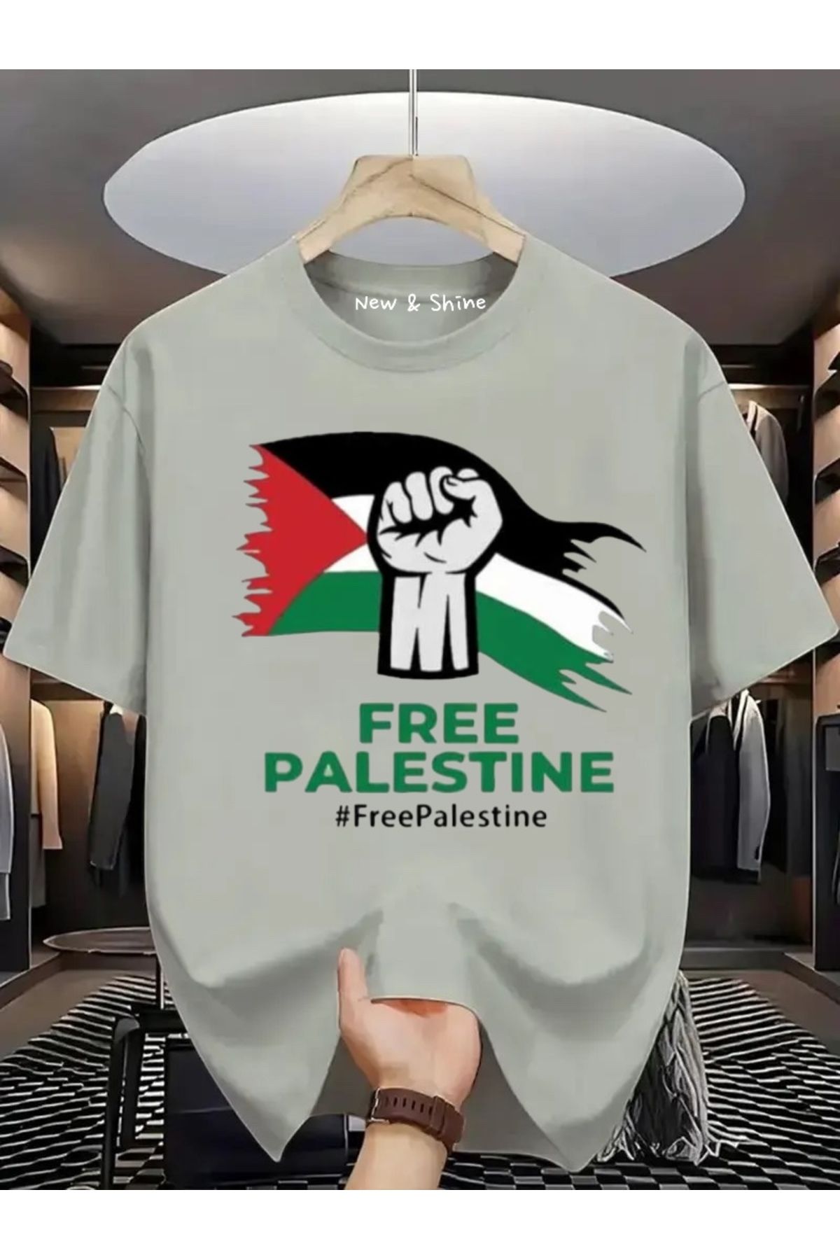 New Shine Free Filistin Baskılı Oversize T-Shirt