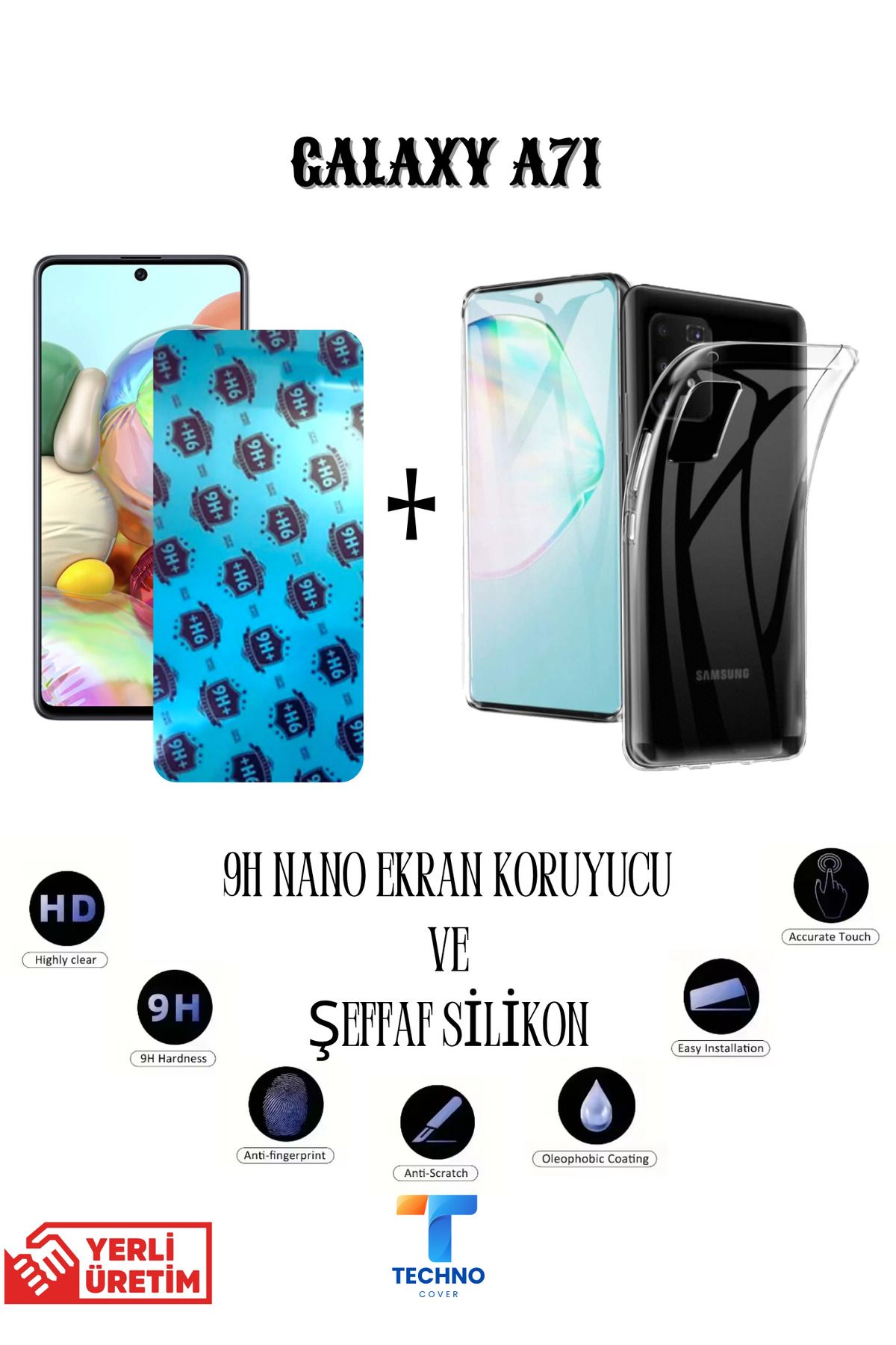 foxpower Samsung A71 Nano Ekran Koruyucu ve Şeffaf Kılıf 2li Avantajlı Paket
