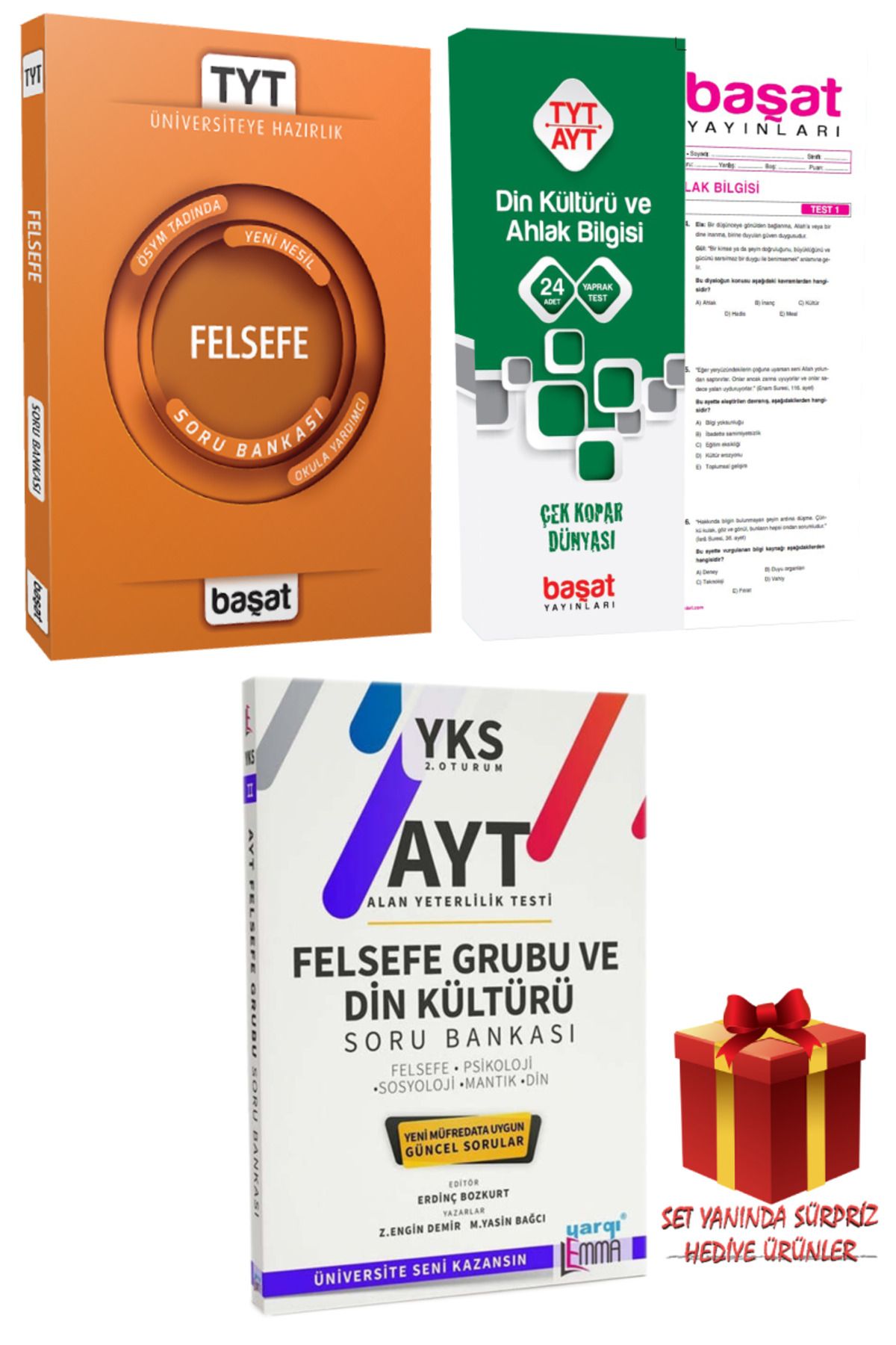 Başat Yayınları TYT Felsefe Soru Bankası+TYT-AYT Din Kültürü Yaprak Test+AYT Felsefe Grubu ve Din Kültürü Soru B