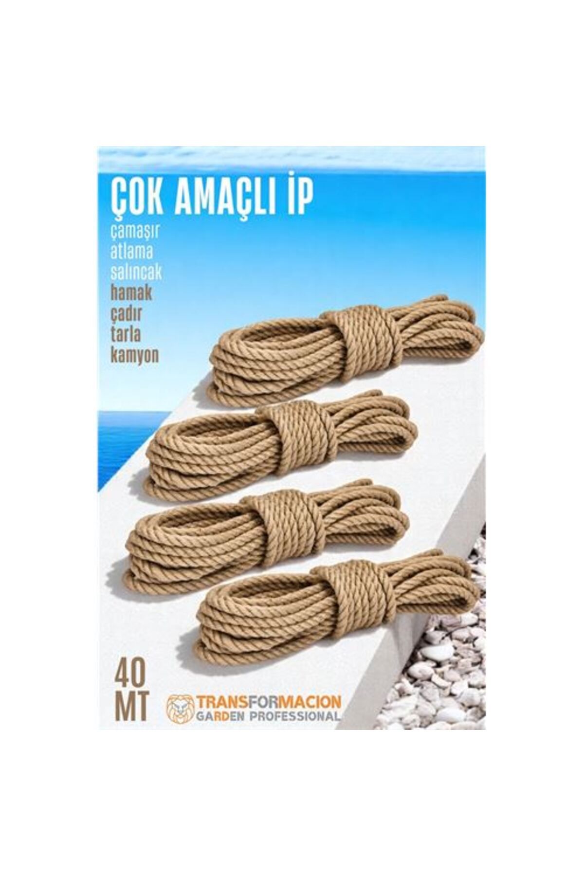 NEZADE STORE Çok Amaçlı Kalın İp Hamak İpi - Çamaşır İpi Salıncak İpi Atlama İpi 40 Metre