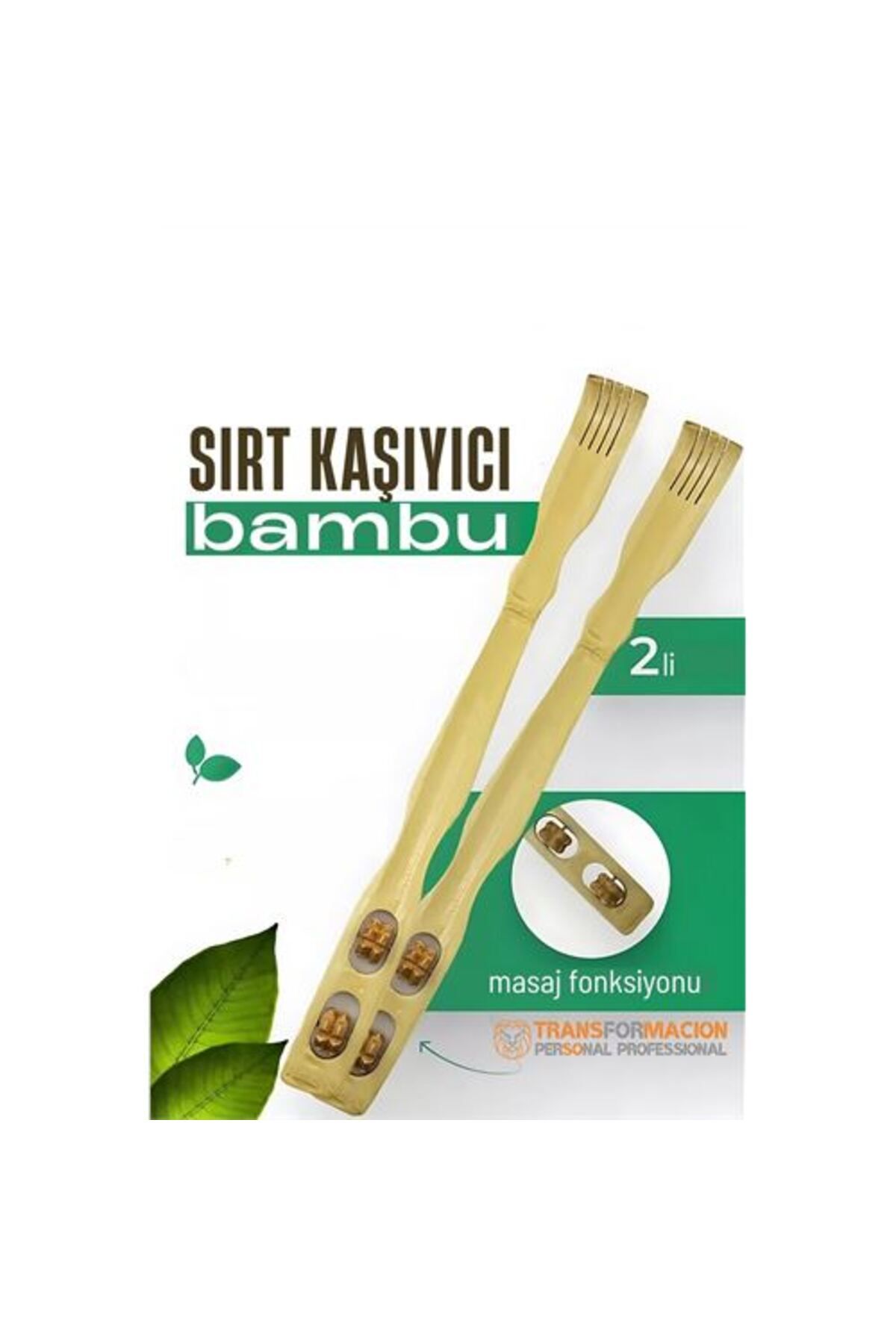 NEZADE STORE Masajlı Sırt Kaşıma Aparatı - Bambu Sırt Kaşıyıcı 2 li set