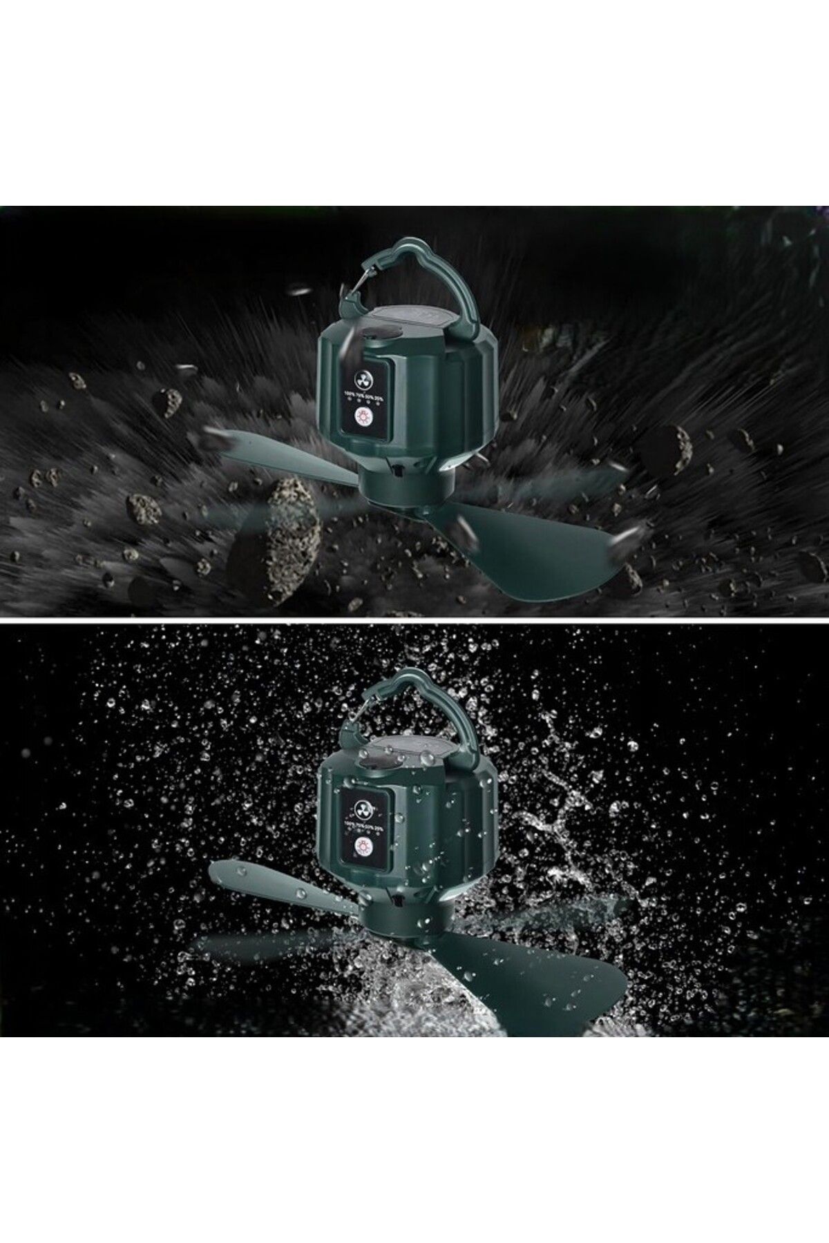 zola-Ventilator camping 2 in 1 cu LED, 3 viteze, lumina reglabila, telecomanda, USB, 5200mAh, verde 4