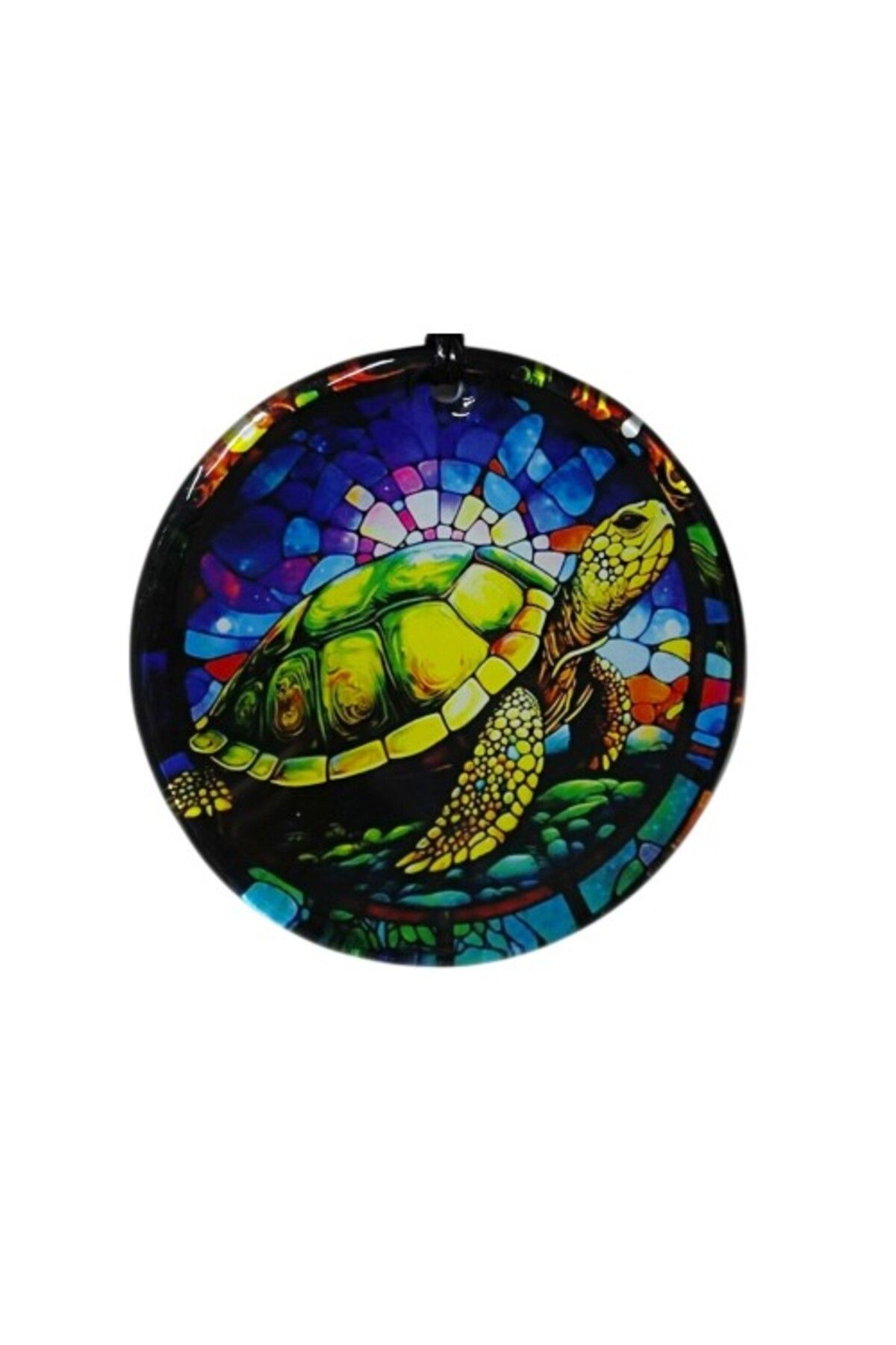 Mu Art Ahşap Kaplumbağa Desenli Mavi Renk 12 Cm Duvar Süsü