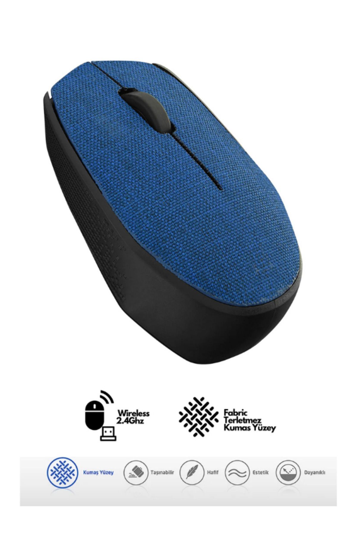Hietech Kablosuz USB 2.4Ghz Terletmez Kumaş Fabric Yüzey 1.200Dpi Hafif Kablosuz Mouse