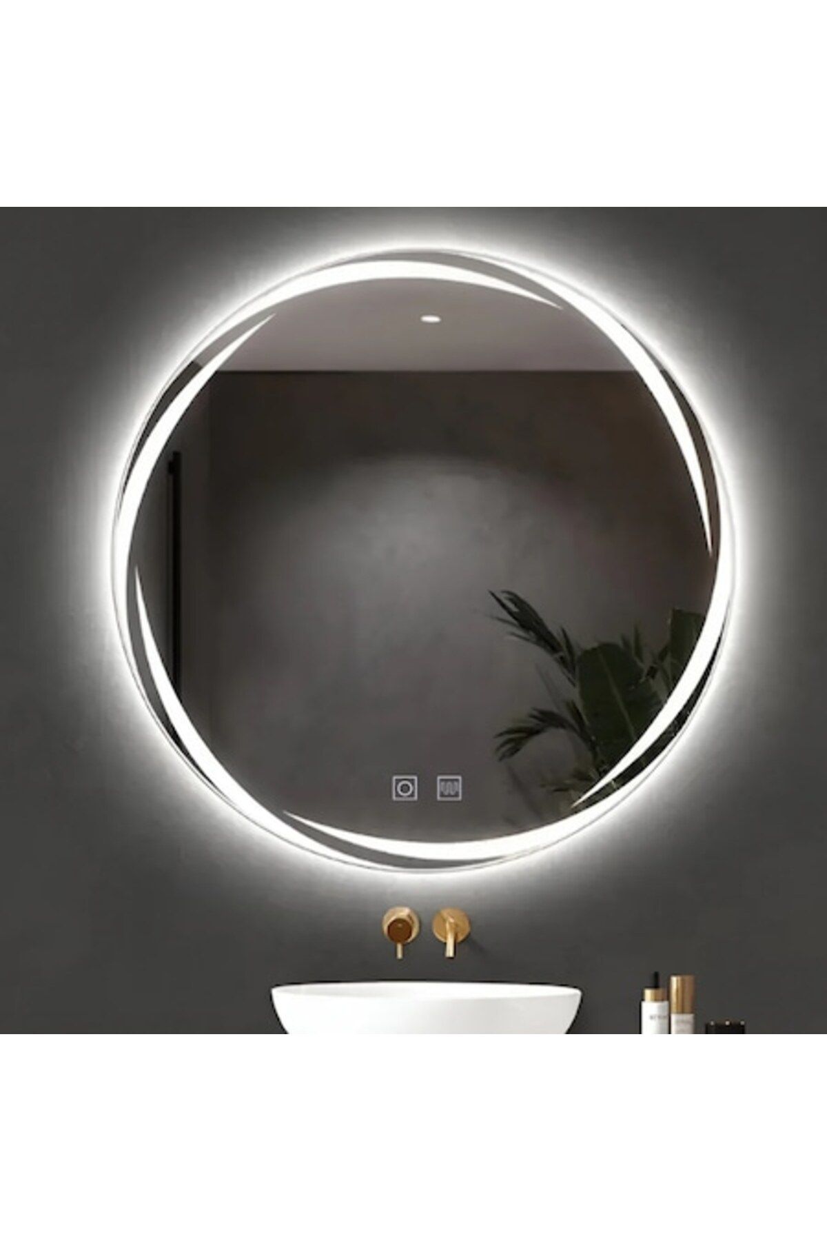 OPTIM DEKO-Bathroom Mirror, Spiral Model, LED Lighting with Touch and Demisting System 60x60cm 1