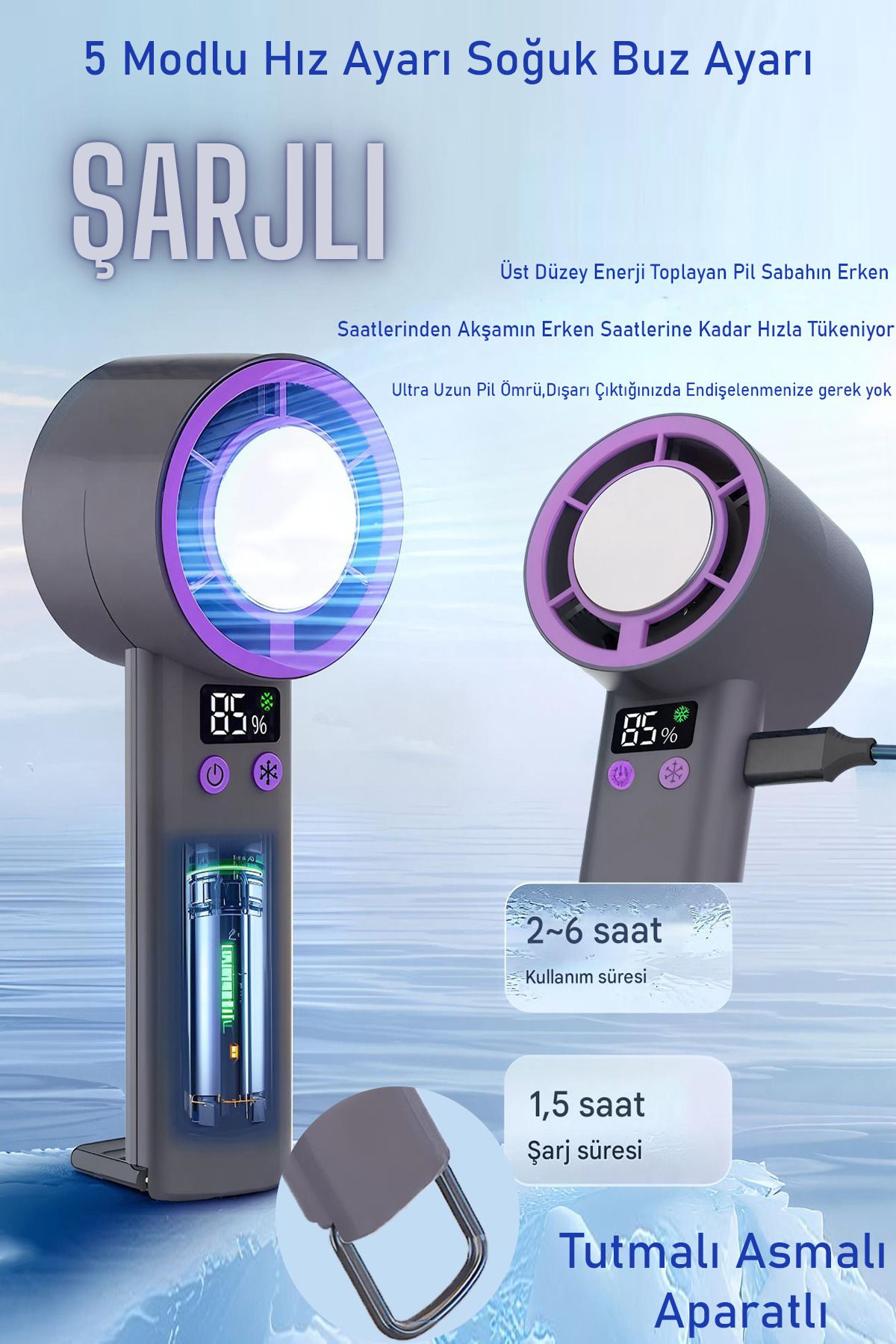 nextbuy Mini ElFanı Masa Fanı Soğutucu 5Modlu Taşınabilir Şarj EdilebilirPratik Mini Vantilatör Siyah ZRC01