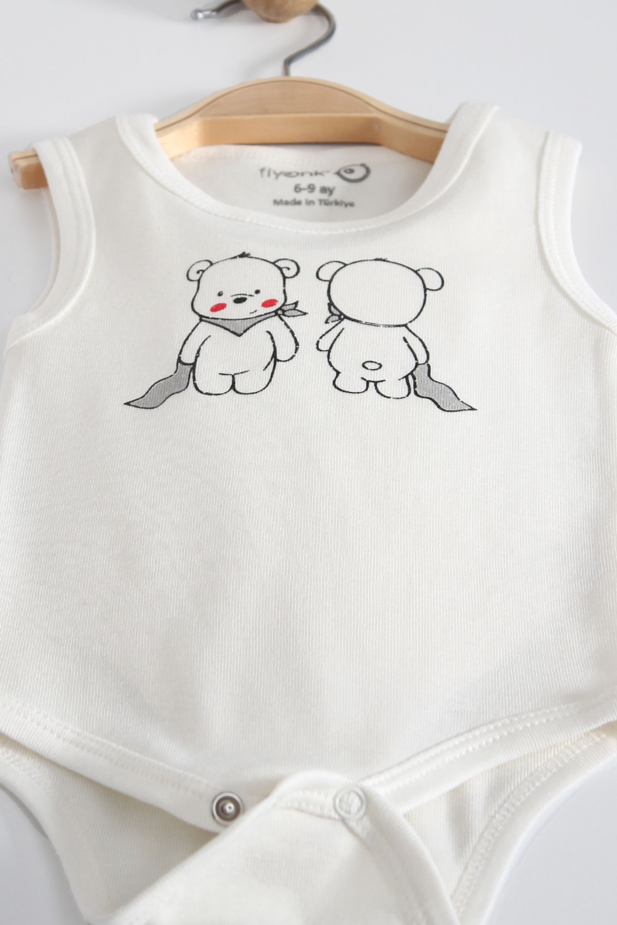 bukko Kız Erkek Bebek Çıtçıtlı Body (Badi) Zıbın Askılı