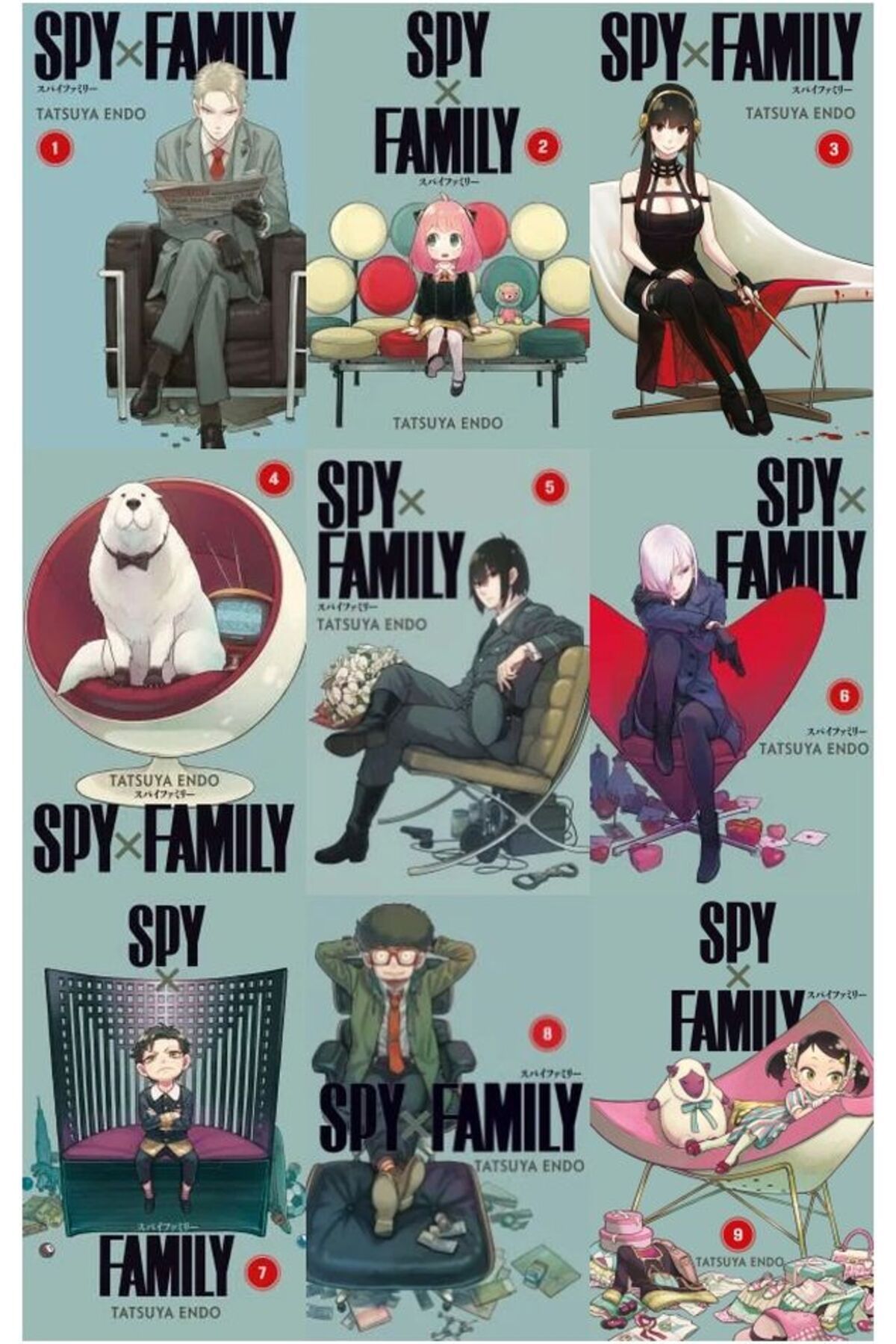 Gerekli Şeyler Yayıncılık Spy x Family 1-2-3-4-5-6-7-8-9 manga seti (9 kitap) 1 adet anime poster hediyeli
