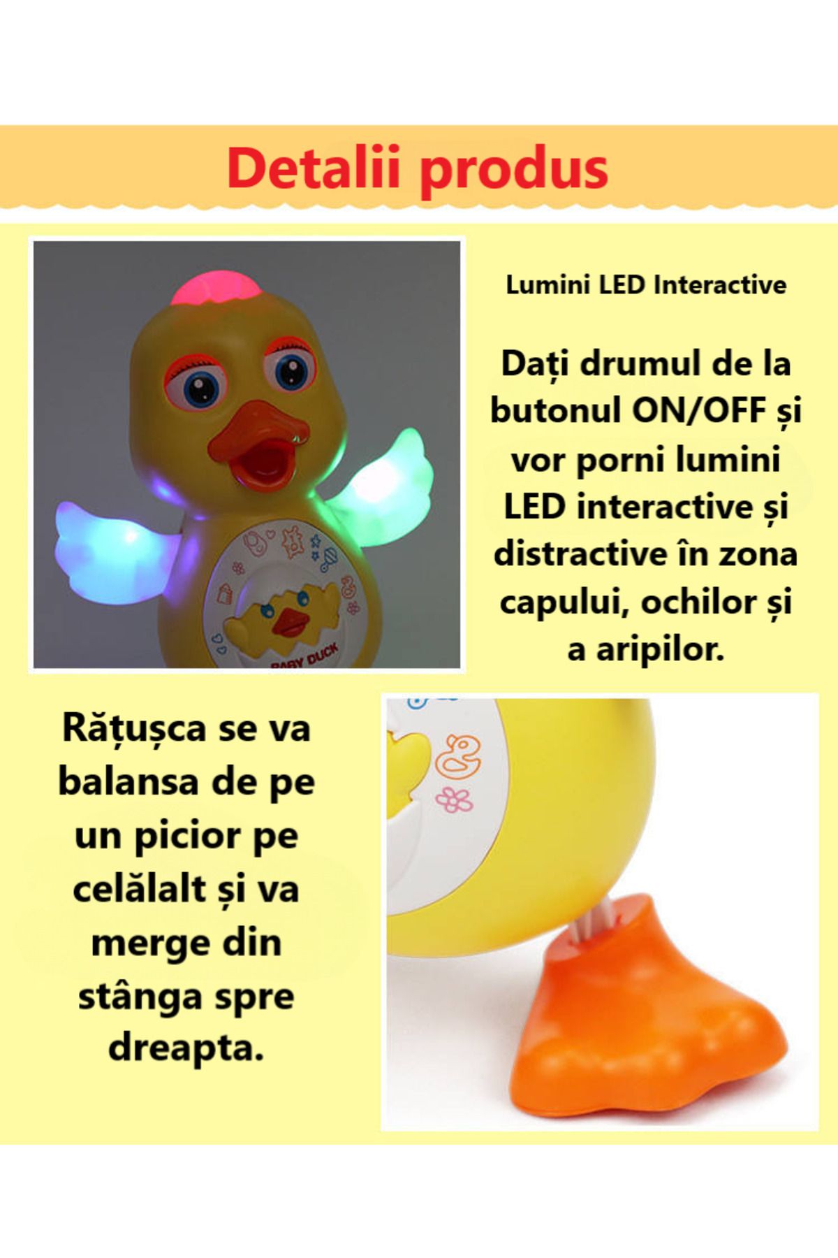 LUDIRO-Ratusca Interactiva Dansatoare, Canta, Misca Ochii, Se Deplaseaza, Lumini Led, Aripi Mobile 6