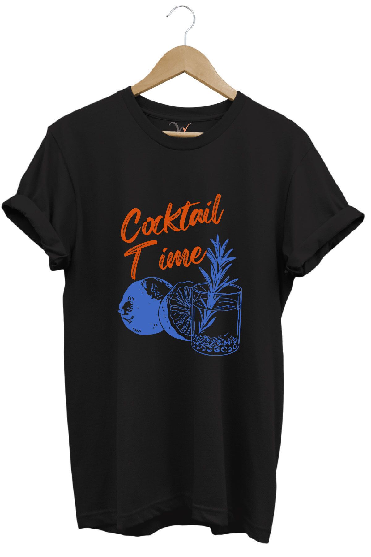 WİDİ Cocktail Time Tasarım Baskılı Y2K Old Money %100 Pamuk Regular Fit Bisiklet Yaka Premium T-Shirt
