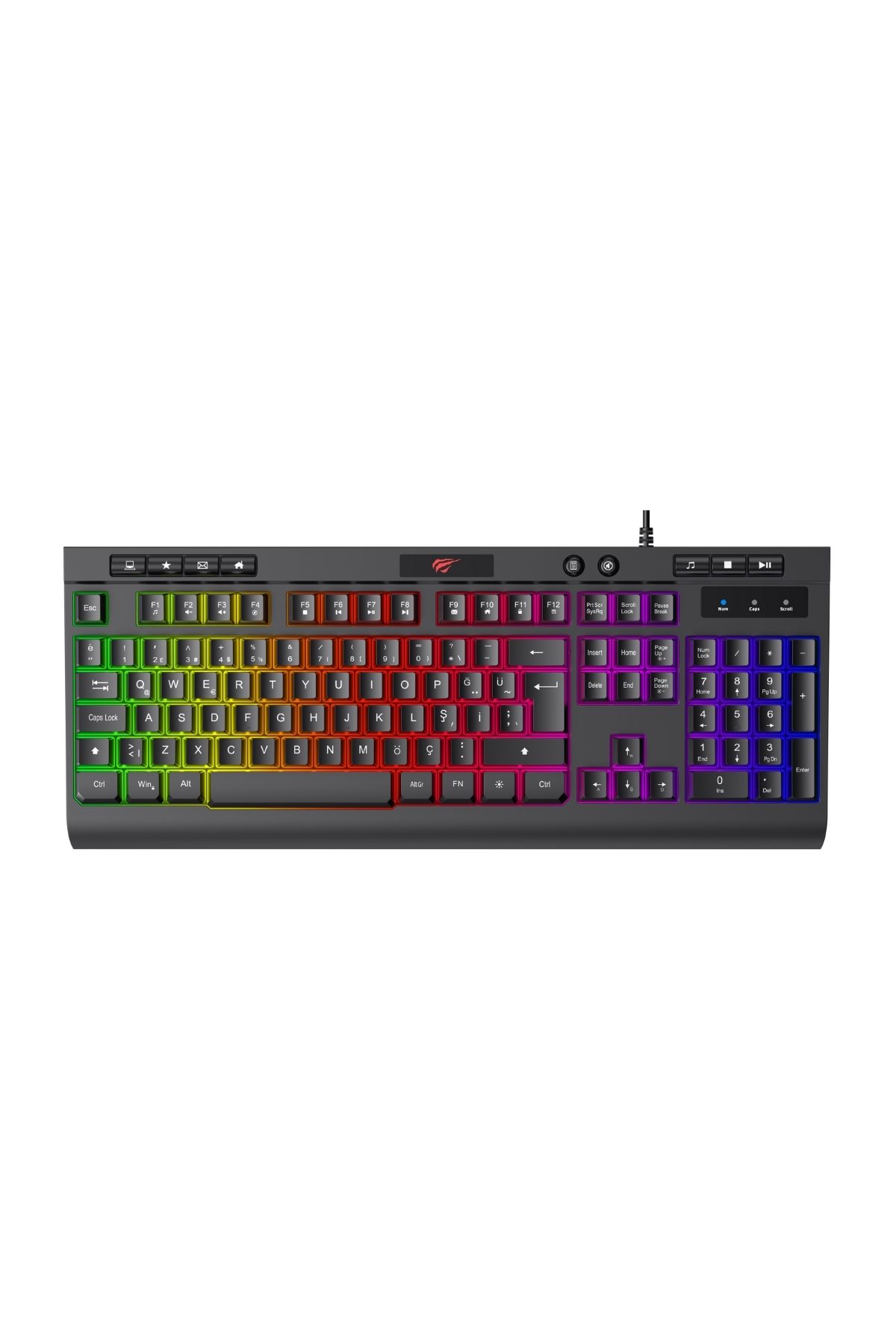 Havit Gamenote KB883L RGB Aydınlatmalı Gaming Klavye - 19 Tuş Roll-Over, USB Kablolu, Türkçe Q