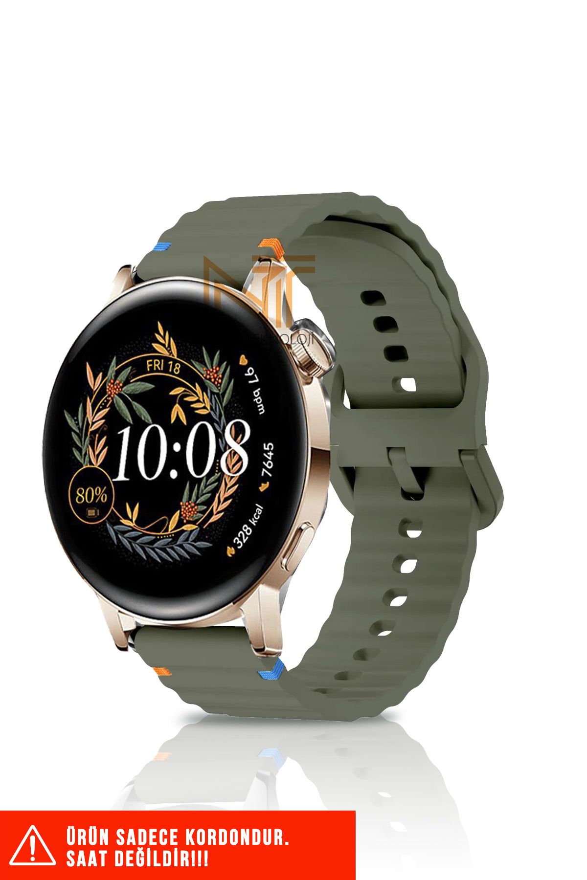Nezih Case Huawei Watch GT / GT2 / GT3 Elegant 42mm Uyumlu Wave Silikon Kordon 20mm