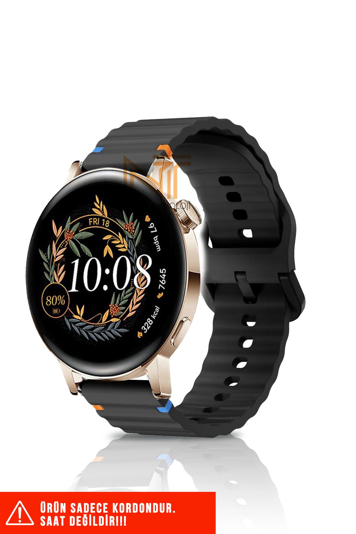 Nezih Case Huawei Watch GT / GT2 / GT3 Elegant 42mm Uyumlu Wave Silikon Kordon 20mm