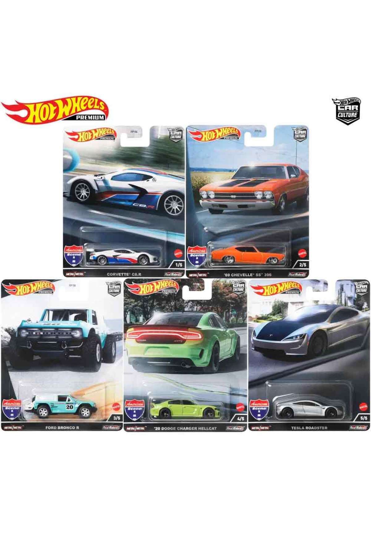 HOT WHEELS Beşli Araç Setleri Car Culture American Scene FPY86