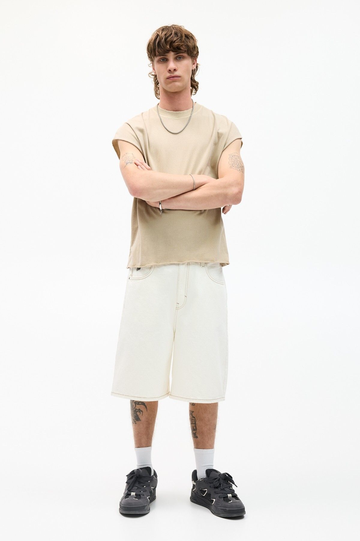 Pull & Bear Bol paça denim bermuda