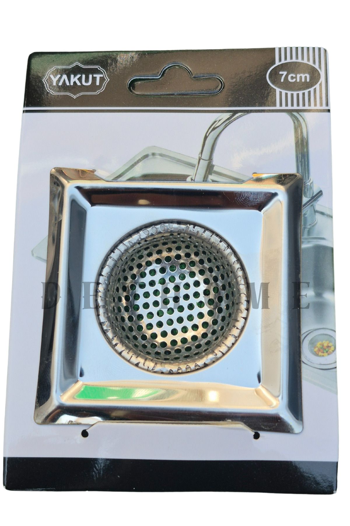 devhome 7 Cm Paslanmaz Çelik Lavabo Süzgeci - Evye Süzgeci Kare Su Taşmasını Önleyen Dayanıklı Filtre-1 Adet