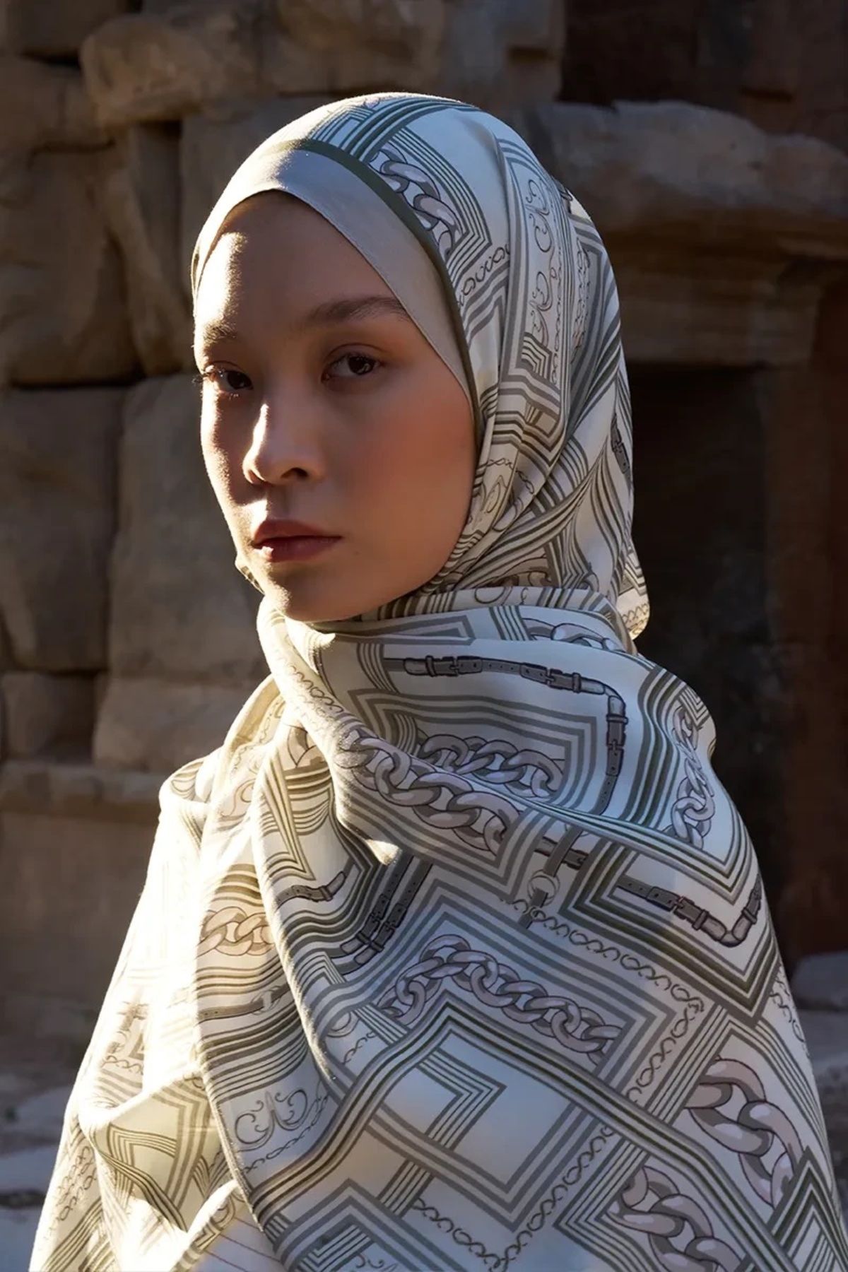 ED Scarf YEŞİL ED Scarf Sunrise Geometrik Desen Şal