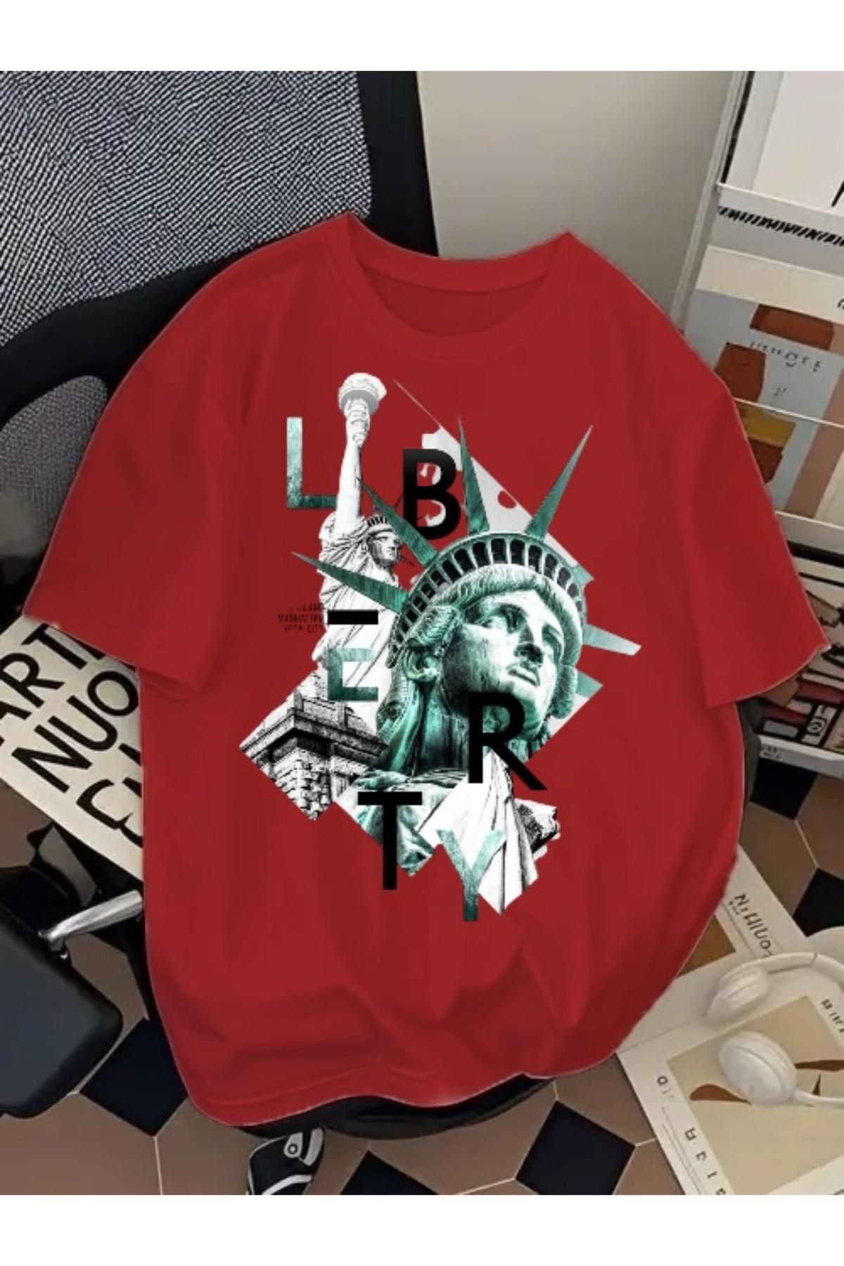 EQİ Özgürlük Heykeli Baskılı Oversize T-Shirt