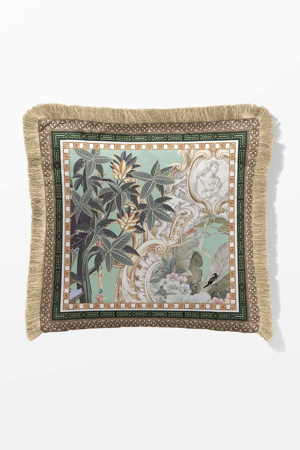 Pilloveland KOPYA - Saçaklı Kırlent Kılıfı Çift Taraflı 43*43 Cm - Palmira Krem Saçaklı