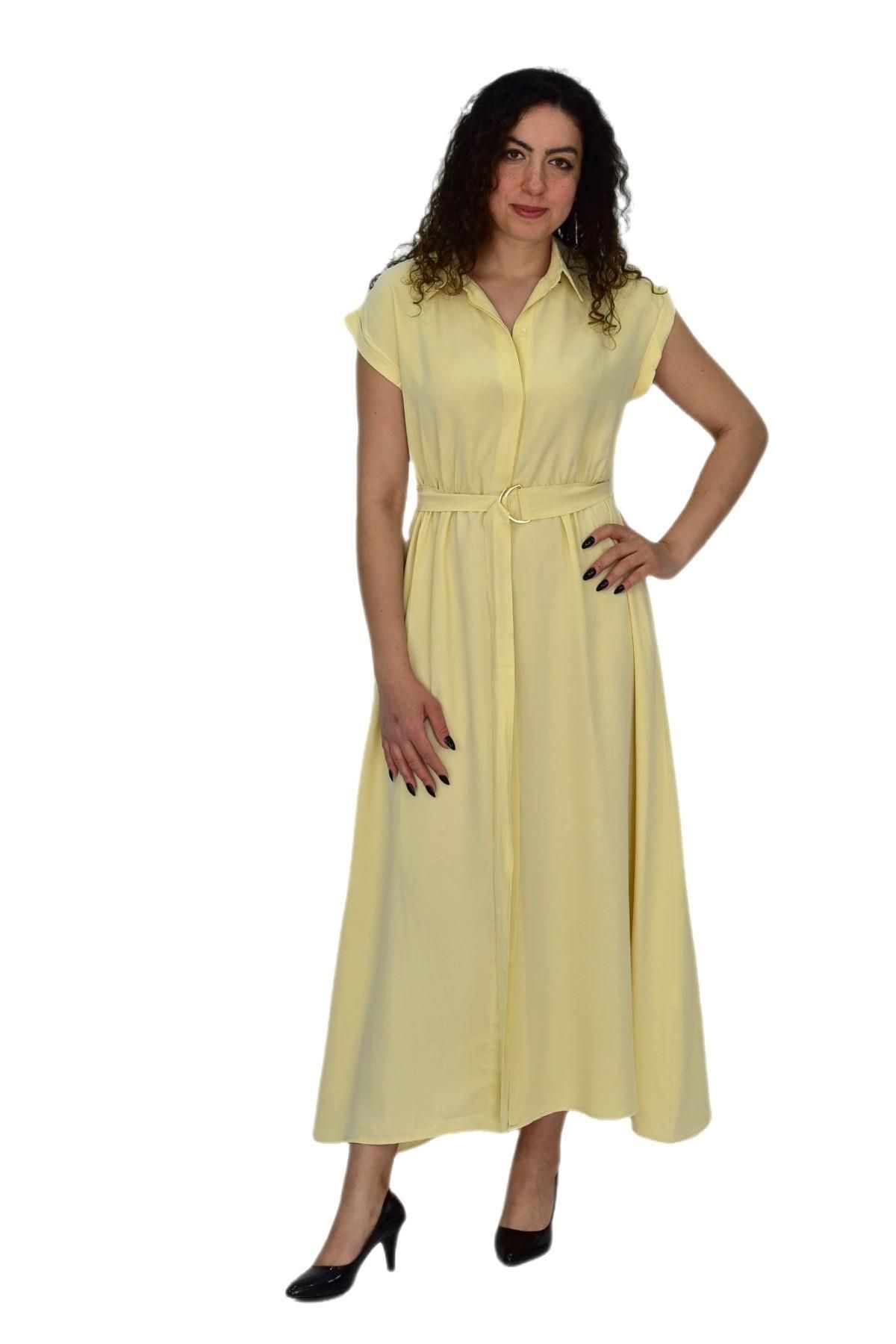 BAGLAN Kadın Beli Kemerli Elbise BGL-ST04639