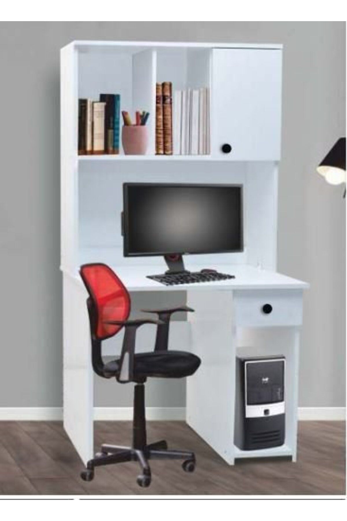 Yuvaset Home 1 Kapılı 1 Çekmeceli Beyaz Çalışma Masası