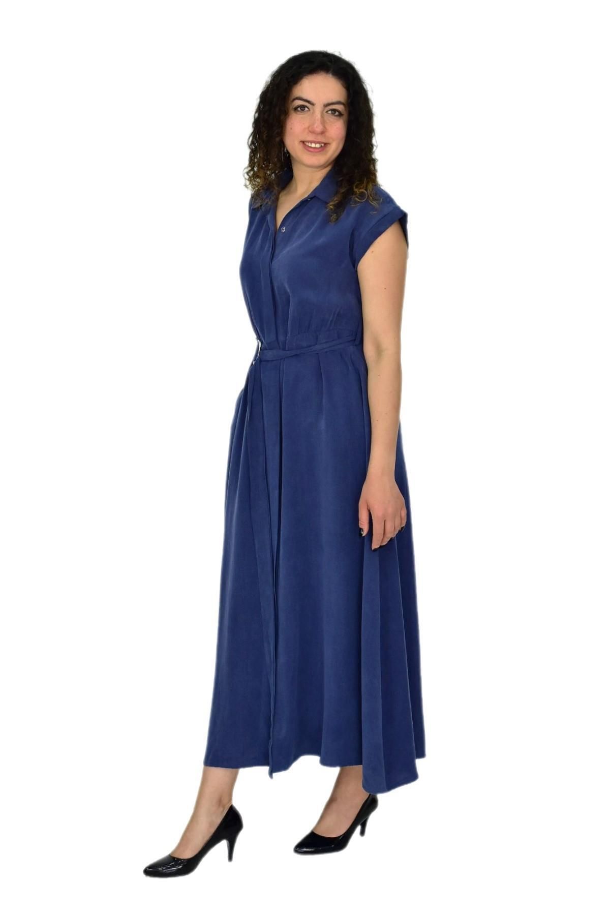 BAGLAN Kadın Beli Kemerli Elbise BGL-ST04639