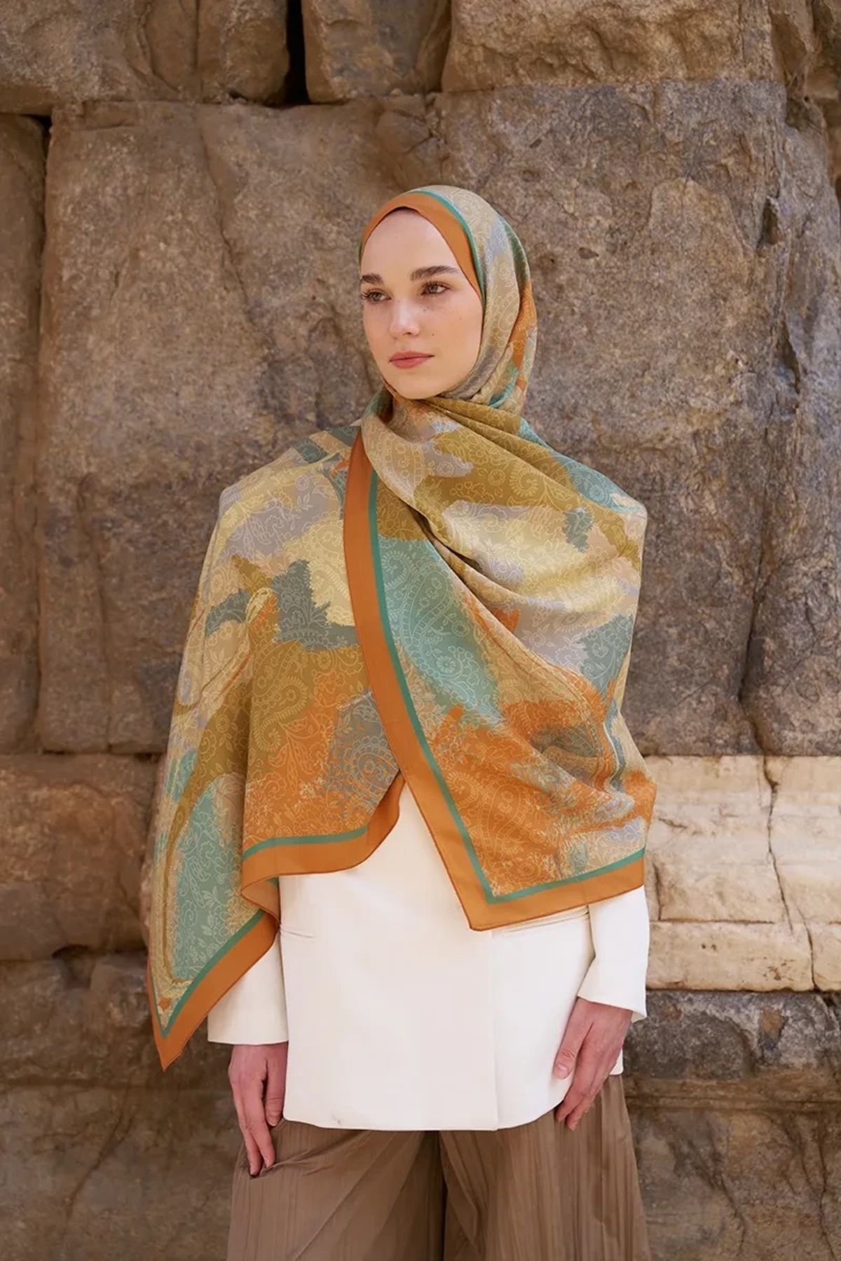ED Scarf Turuncu ED Scarf Sunrise Rüya Desen Şal