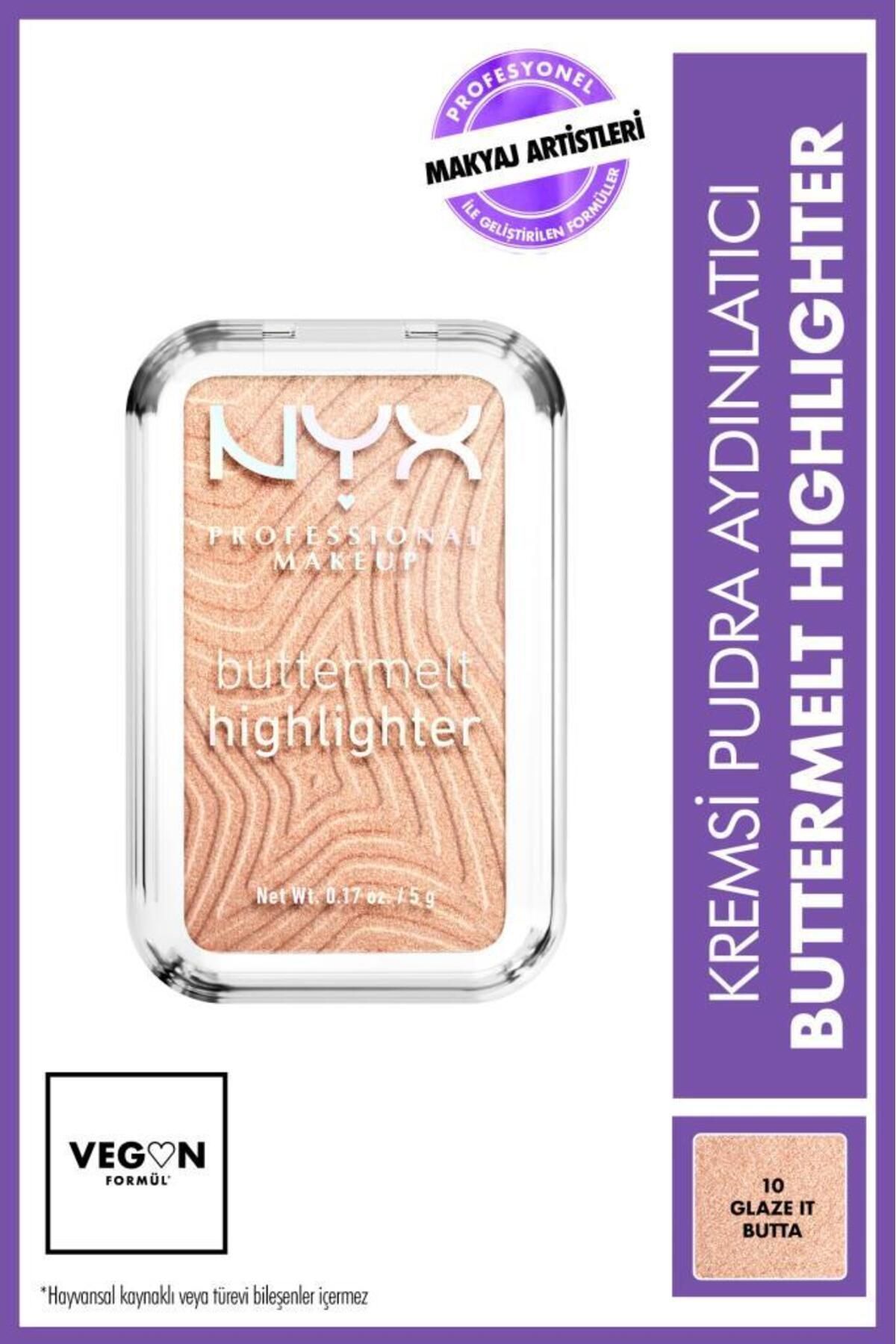 NYX Professional Makeup Buttermelt Highlighter Kremsi Pudra Aydınlatıcı - 10 Glaze It Butta
