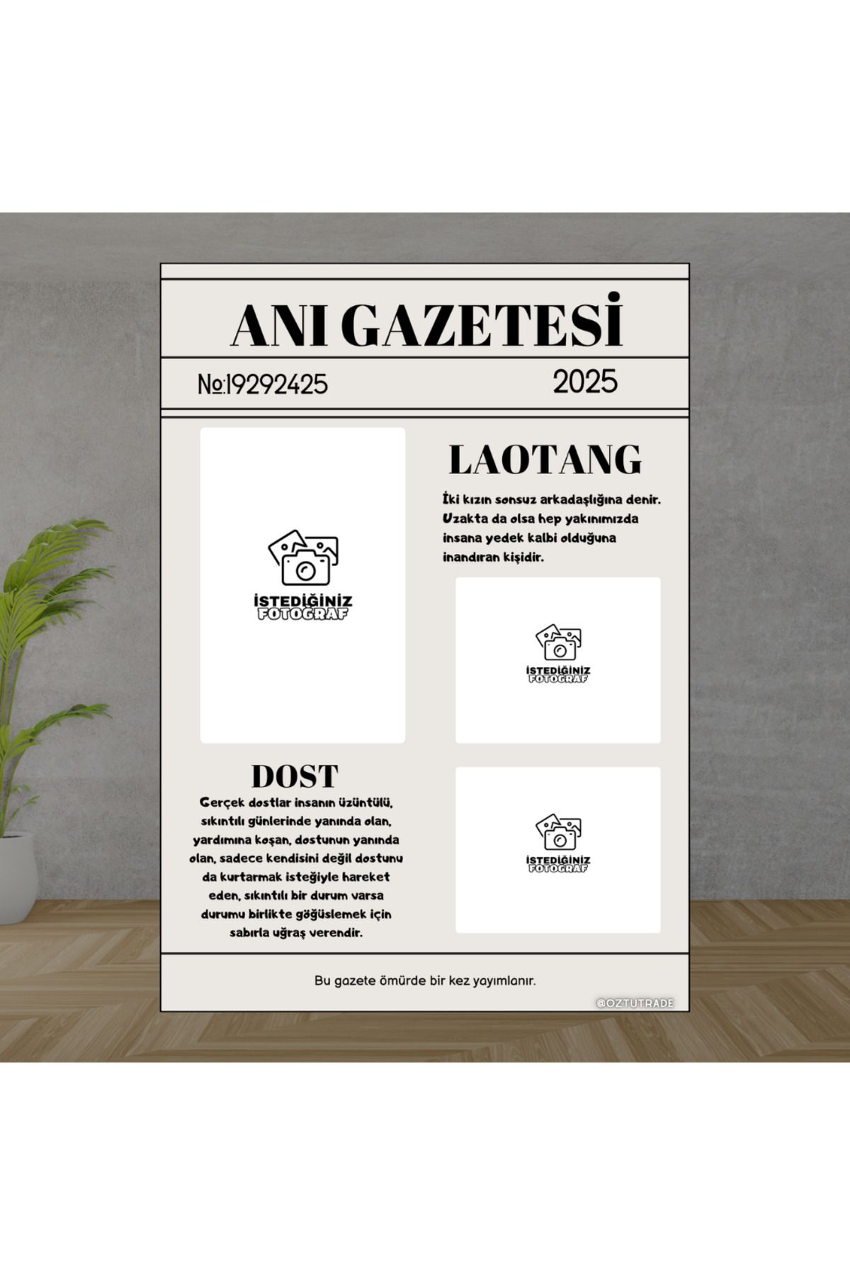 MUTLULUK ANI GAZETESİ POSTER - ARKADAŞA SEVGİLİYE HEDİYE