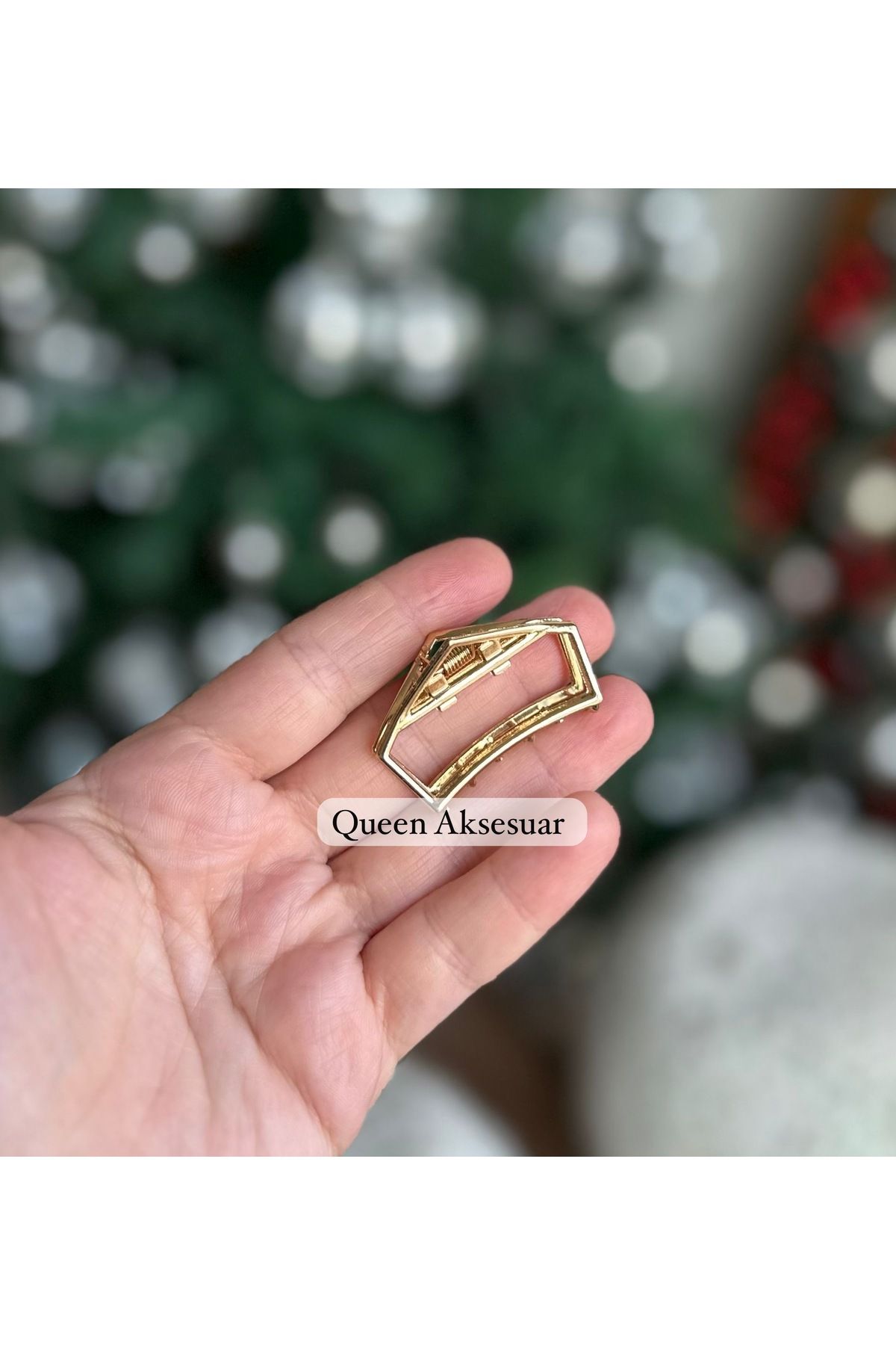 QUEEN AKSESUAR Trend küçük Altın Renk beşgen geometrik Metal Saç Tokası Mandallı klipsli