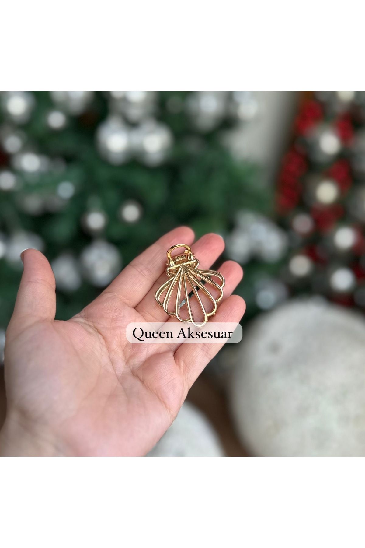 QUEEN AKSESUAR Trend minimal Altın Renk deniz kabuğu istiridye Metal Saç Tokası Mandallı klipsli