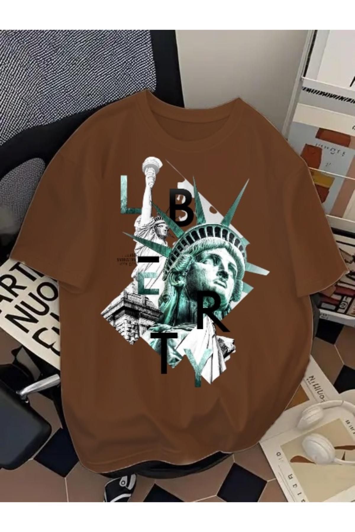 EQİ Özgürlük Heykeli Baskılı Oversize T-Shirt