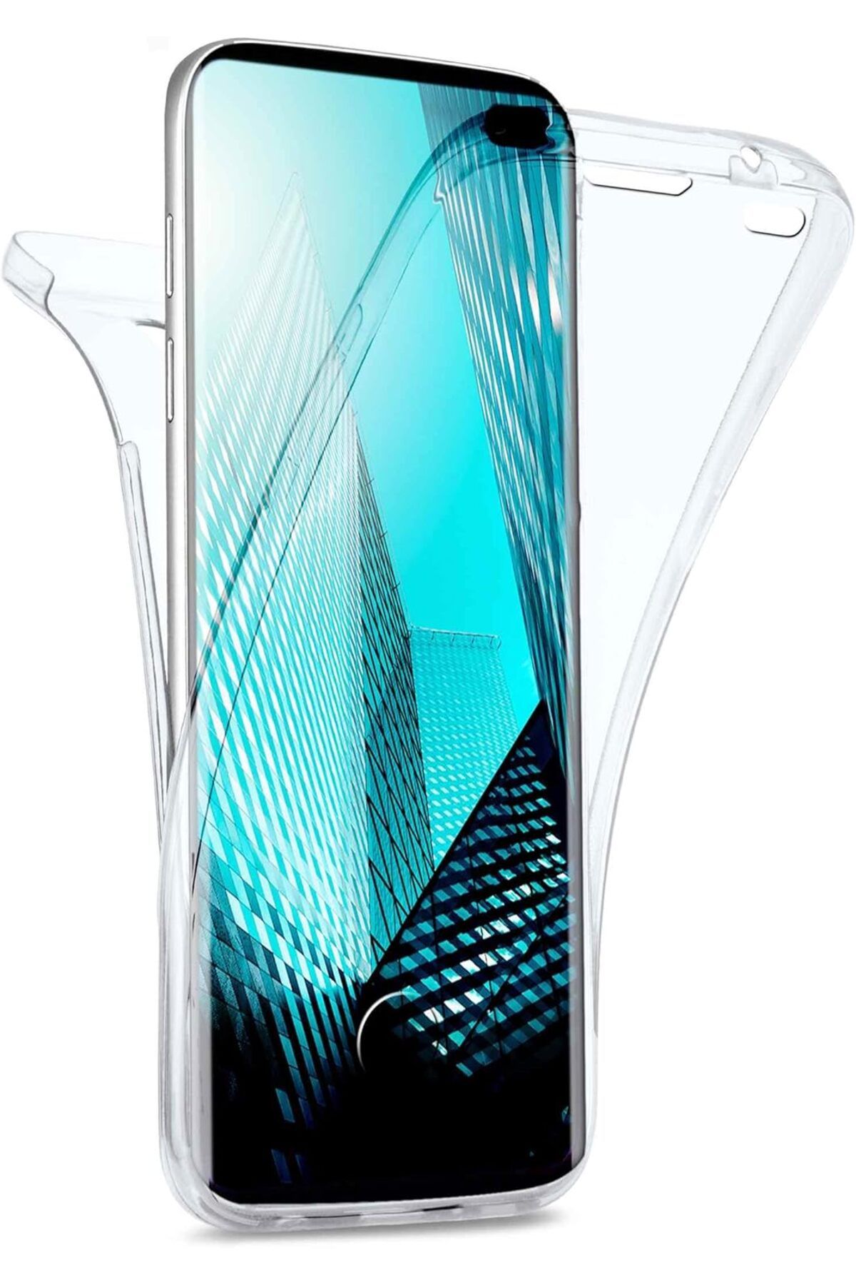 Ehr. Samsung Galaxy S10 Uyumlu Ön Arka 360 Tam Koruma Şeffaf Soft Silikon Kılıf