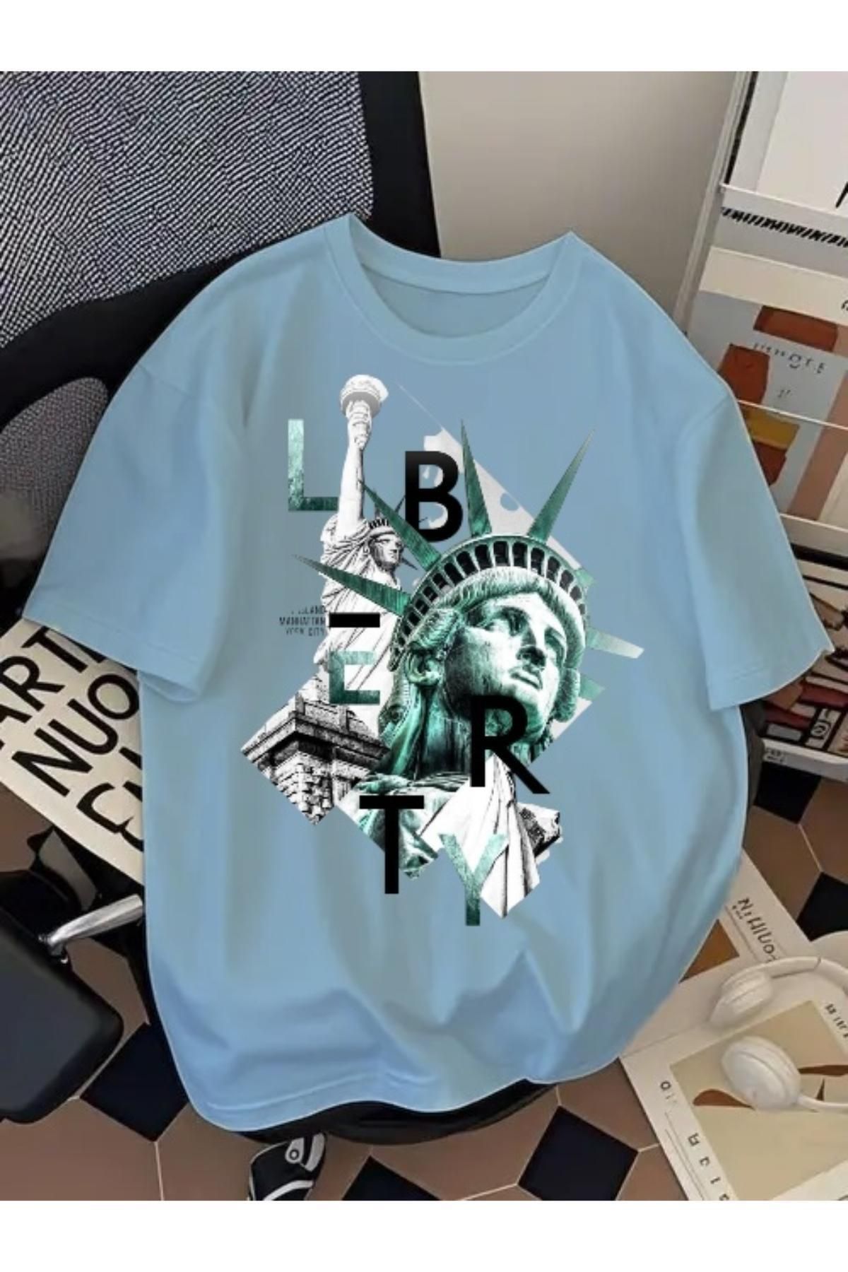 EQİ Özgürlük Heykeli Baskılı Oversize T-Shirt