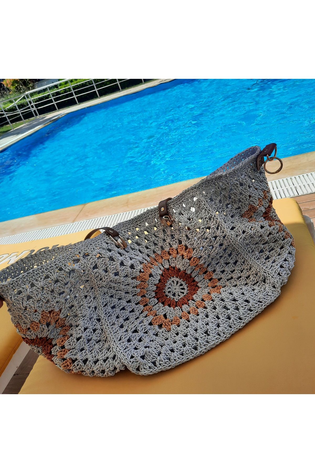 Siesta kaktus hobi AYARLANABİLİR , İKİ BOYDA KULLANILABILEN ÖRGÜ ÇANTA PLAJ GÜNLÜK