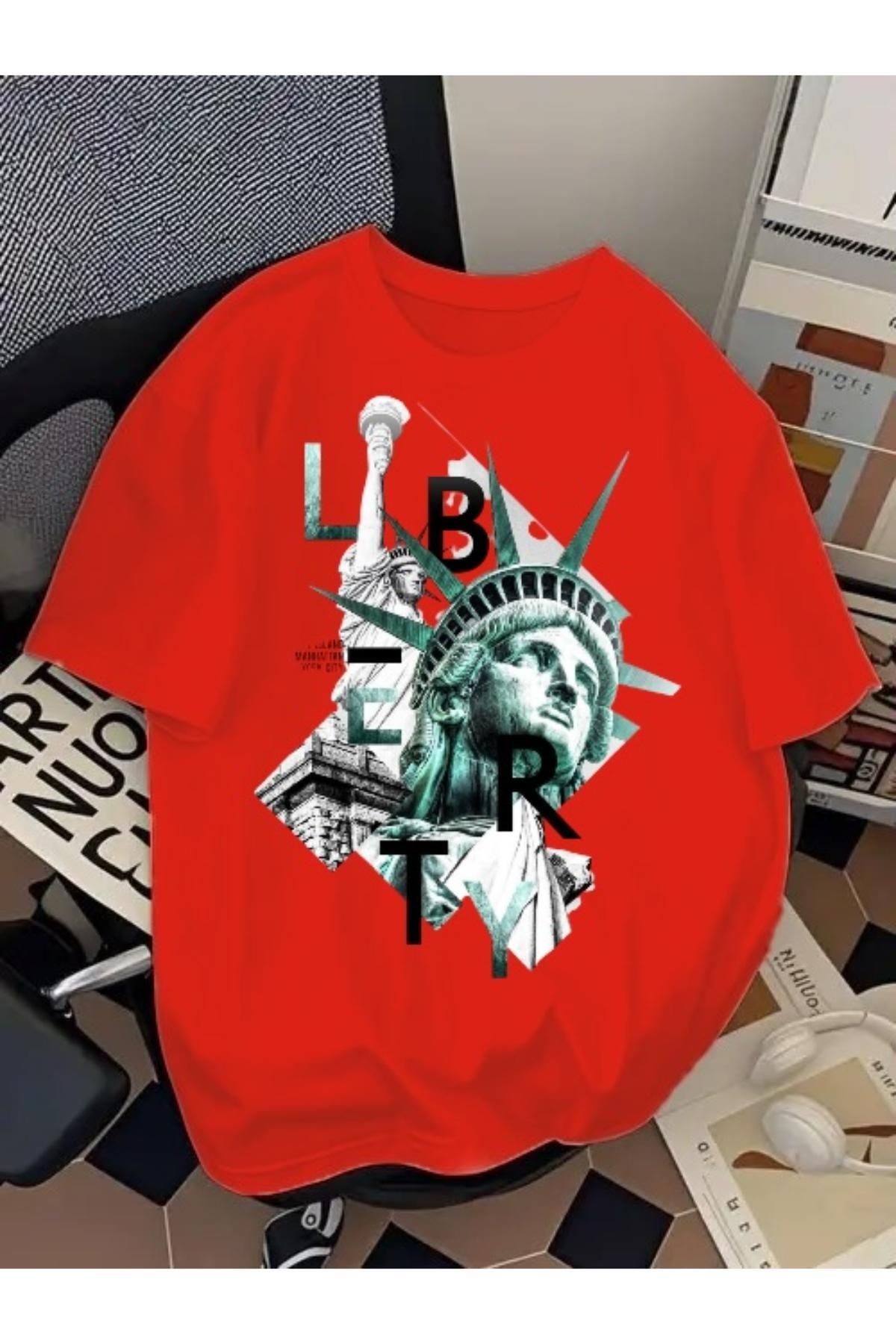 EQİ Özgürlük Heykeli Baskılı Oversize T-Shirt