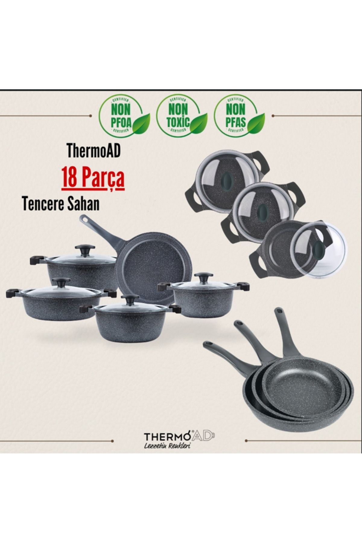ThermoAD | 18 Parça Mega Set | Graneu Serisi | Gri