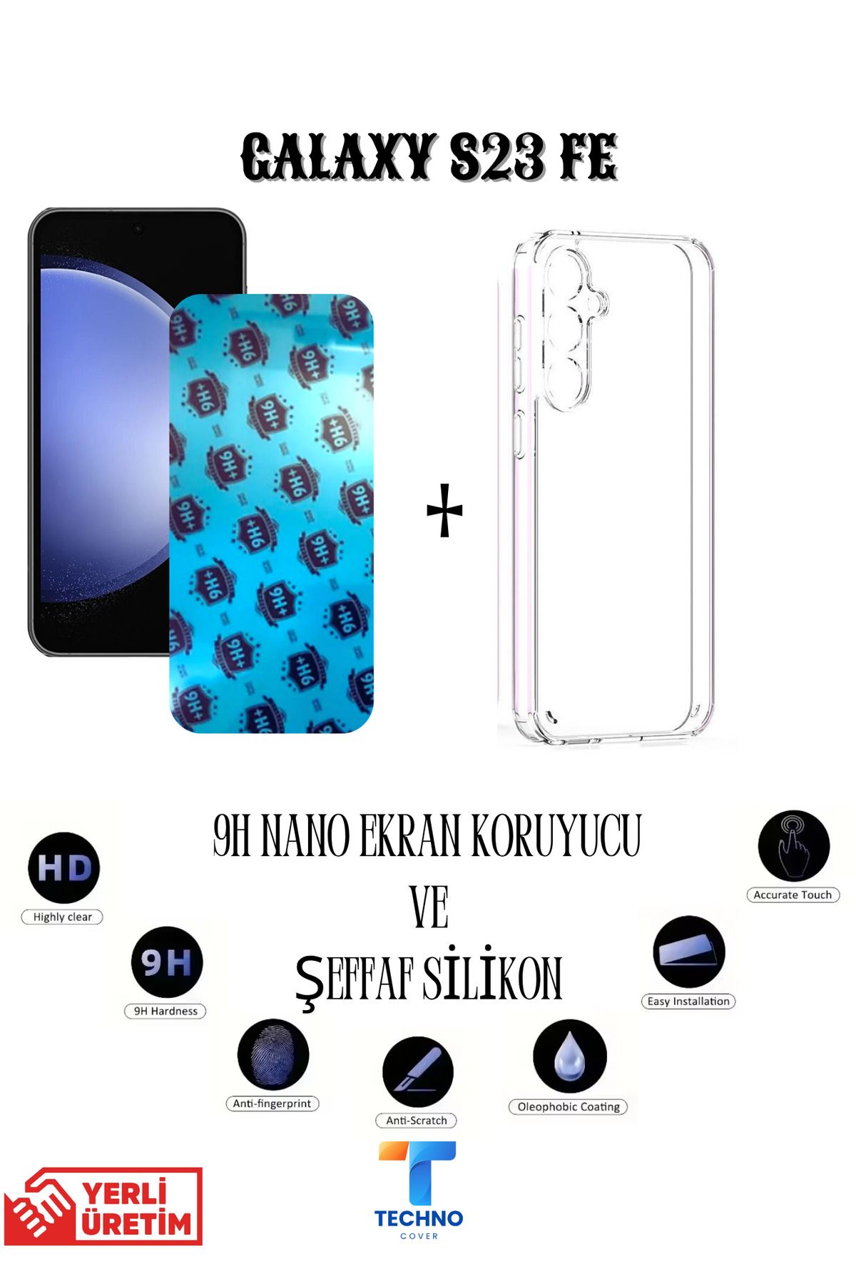 foxpower Samsung S23 Fe Nano Ekran Koruyucu ve Şeffaf Kılıf 2li Avantajlı Paket